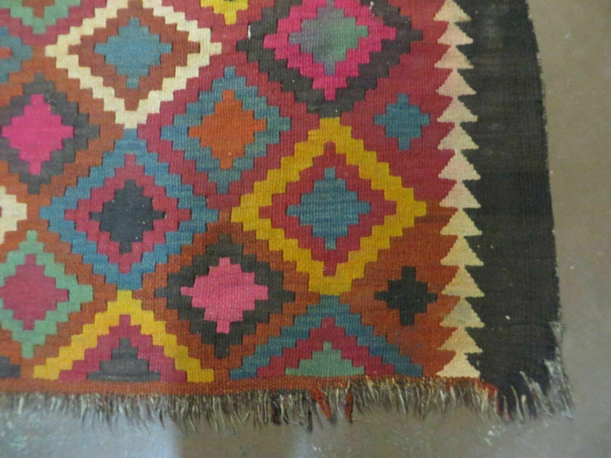 7' X10' Antique Afghan Kilim Handmade Flat Weave Wool Rug Vegy Organic Colorful - Jewel Rugs, view 7