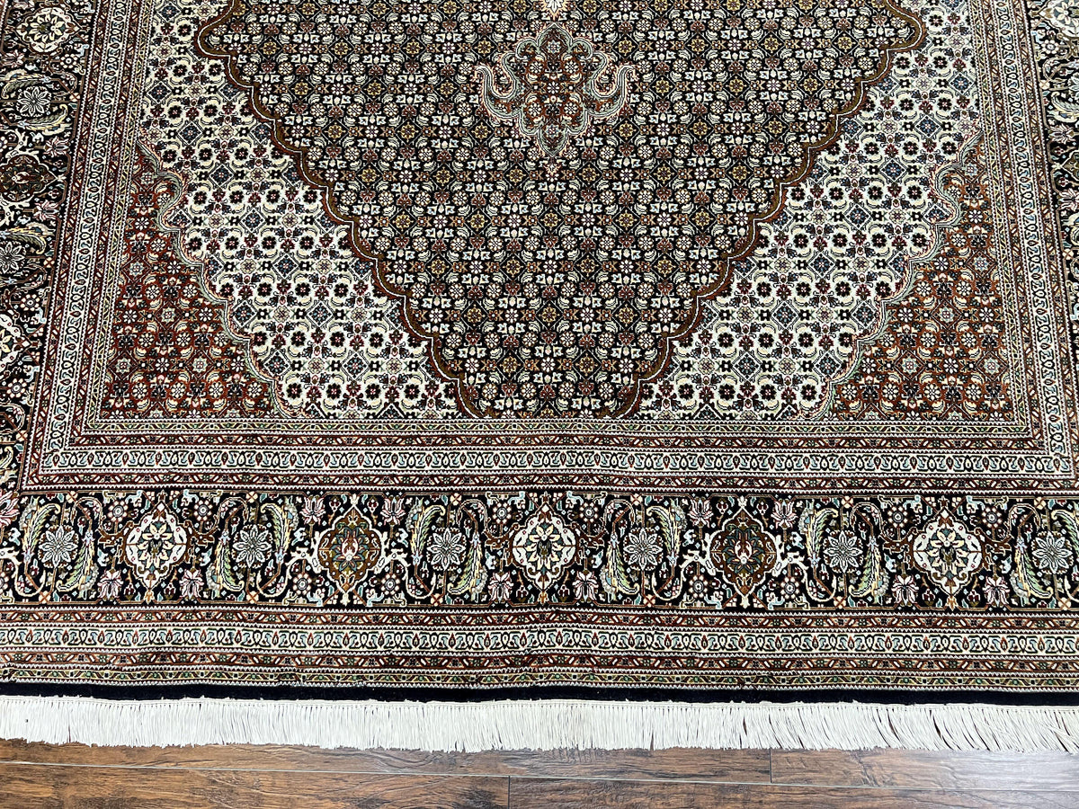 Wonderful Persian Tabriz Rug 7x10 ft, Very Fine 50 Raj 350 KPSI Oriental Carpet, Herati Mahi Pattern, Authentic Hand Knotted Handmade Wool Vintage - Jewel Rugs, view 5