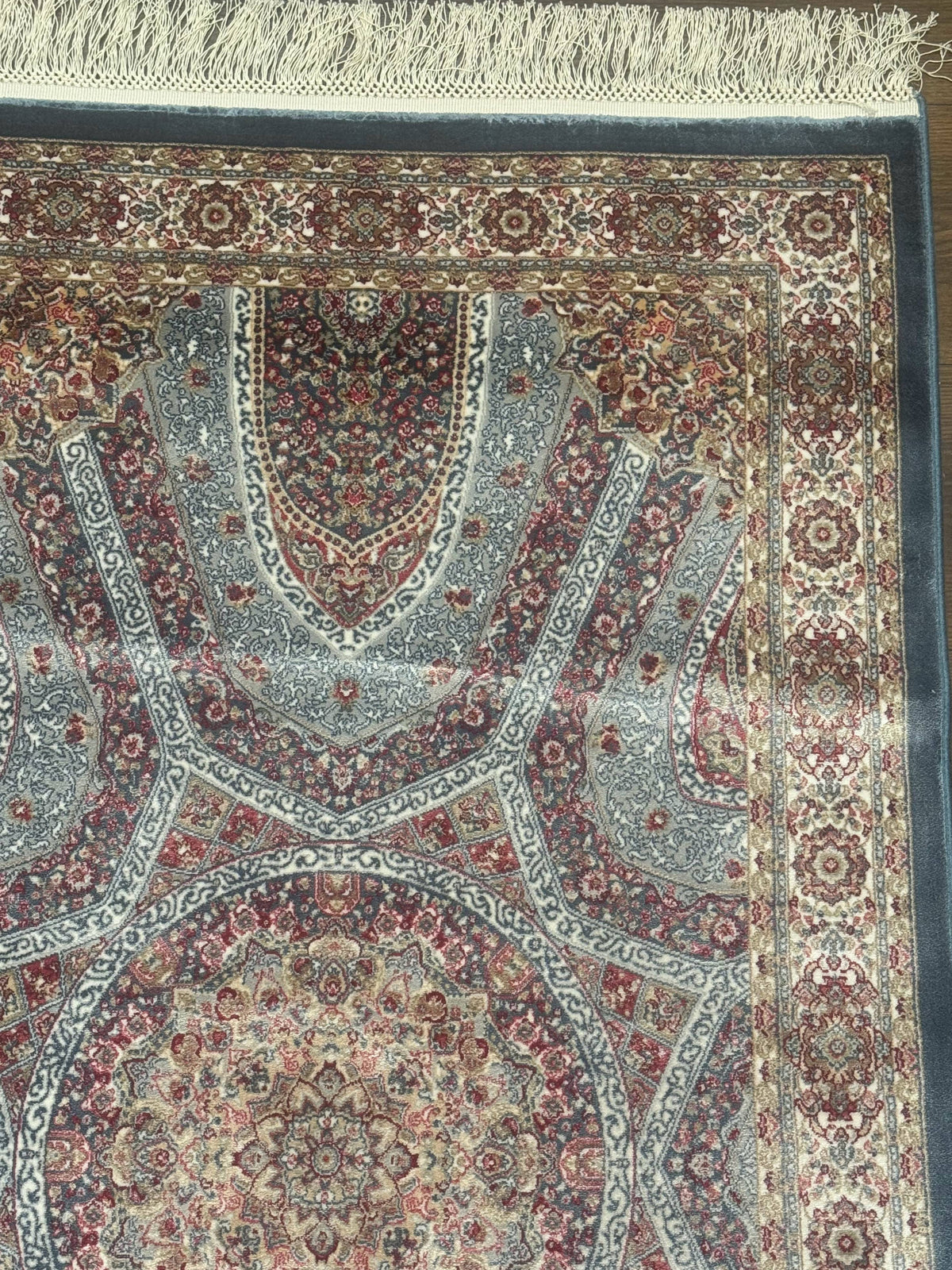 Turkish Silk Runner Rug 2.6 x 10, Light Blue Carpet, Bamboo Silk, New - Jewel Rugs, view 8