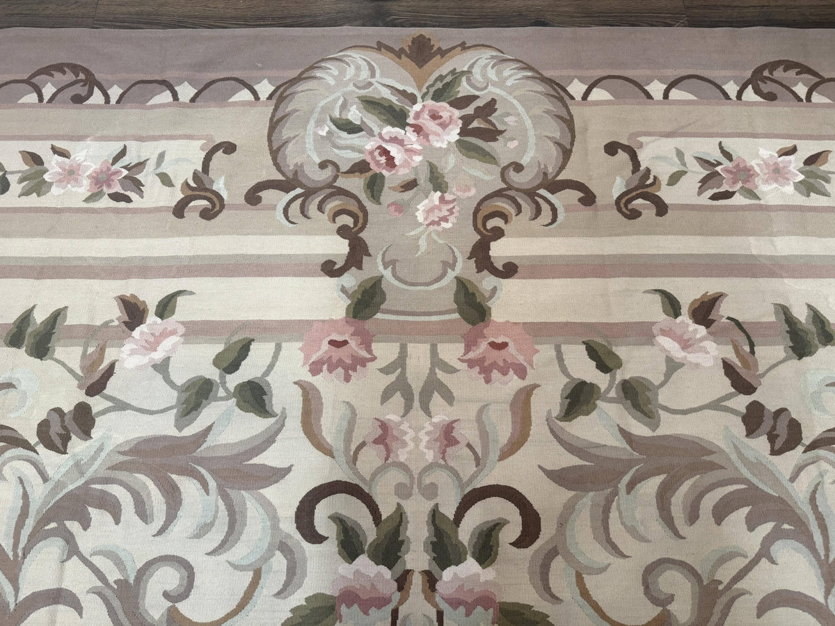 Palace Sized Aubusson Rug 13 x 20, Flatweave Aubusson Weave, Oversized Rug, European French Elegant Design - Jewel Rugs, view 4