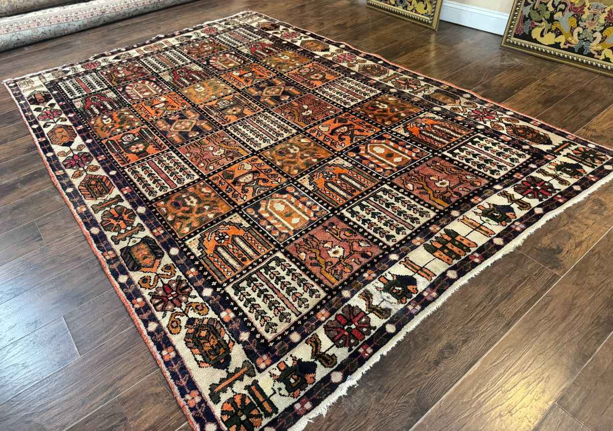 Persian Bakhtiari Tribal Rug 7x10, Panel Design, Semi Antique - Jewel Rugs, view 13