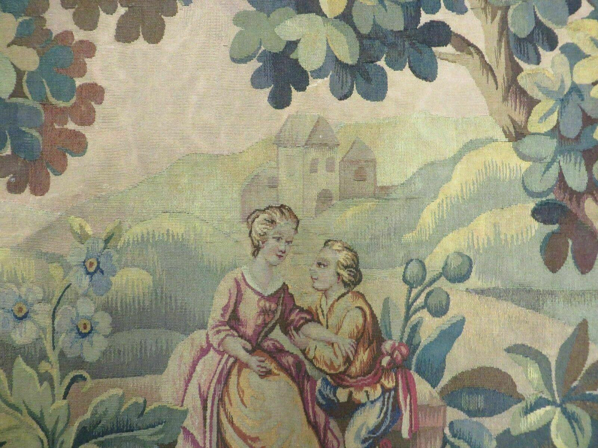 Antique French Tapestry 5x6 French Handmade Aubusson Nature One Of A Kind Rare - Jewel Rugs, view 4