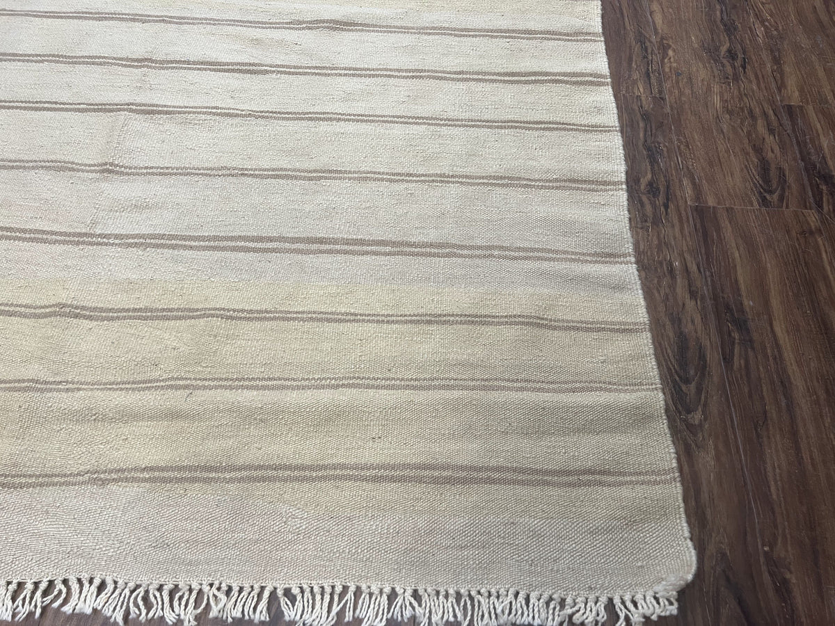 New Turkish Kilim Rug 5x8 Flatweave Carpet, Bohemian Rug, Contemporary Rug, Hand Woven, Wool Area Rug, Gray and Taupe, Striped Pattern - Jewel Rugs, view 10
