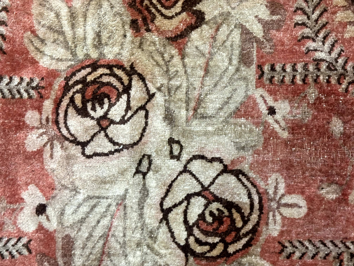 Khotan Rug 5x9, Terracotta and Brown, Floral, Chinese Wool Carpet, Antique Rug - Jewel Rugs, view 5