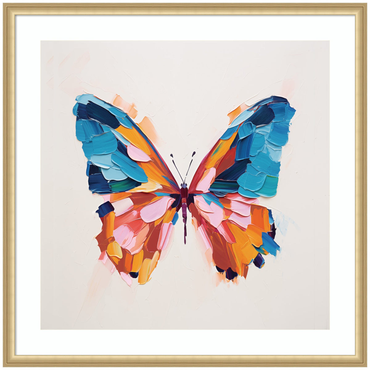 Framed Art Bold Colorful Brush Boho Butterfly by The Creative Bunch Studio