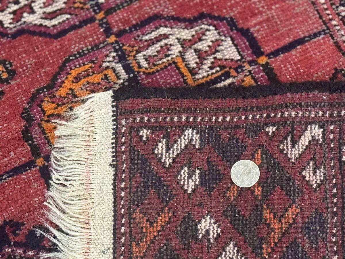 Antique Persian Turkoman Bokhara Rug 7x11, Tribal Rug, Red - Jewel Rugs, view 11