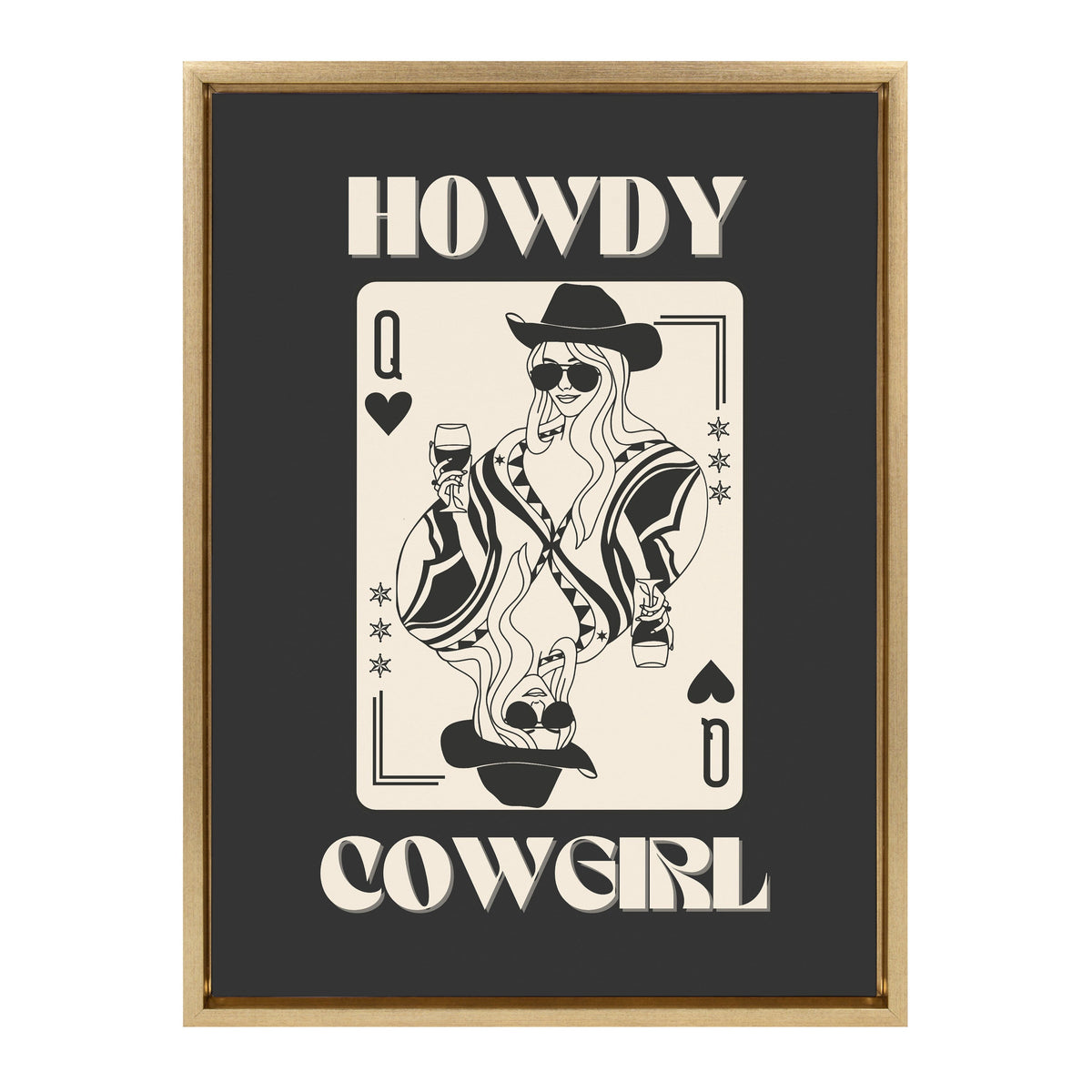 Sylvie Howdy Cowgirl Queen Framed Canvas by Honey Island Studio