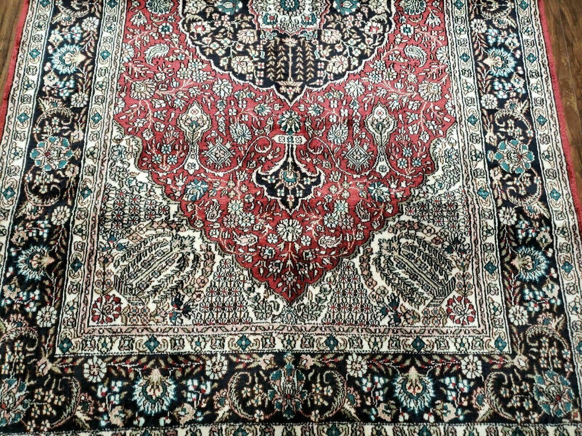 3' X 5' Vintage Fine Handmade India Oriental Kashmir Silk Rug 400 KPSI Wow - Jewel Rugs, view 4
