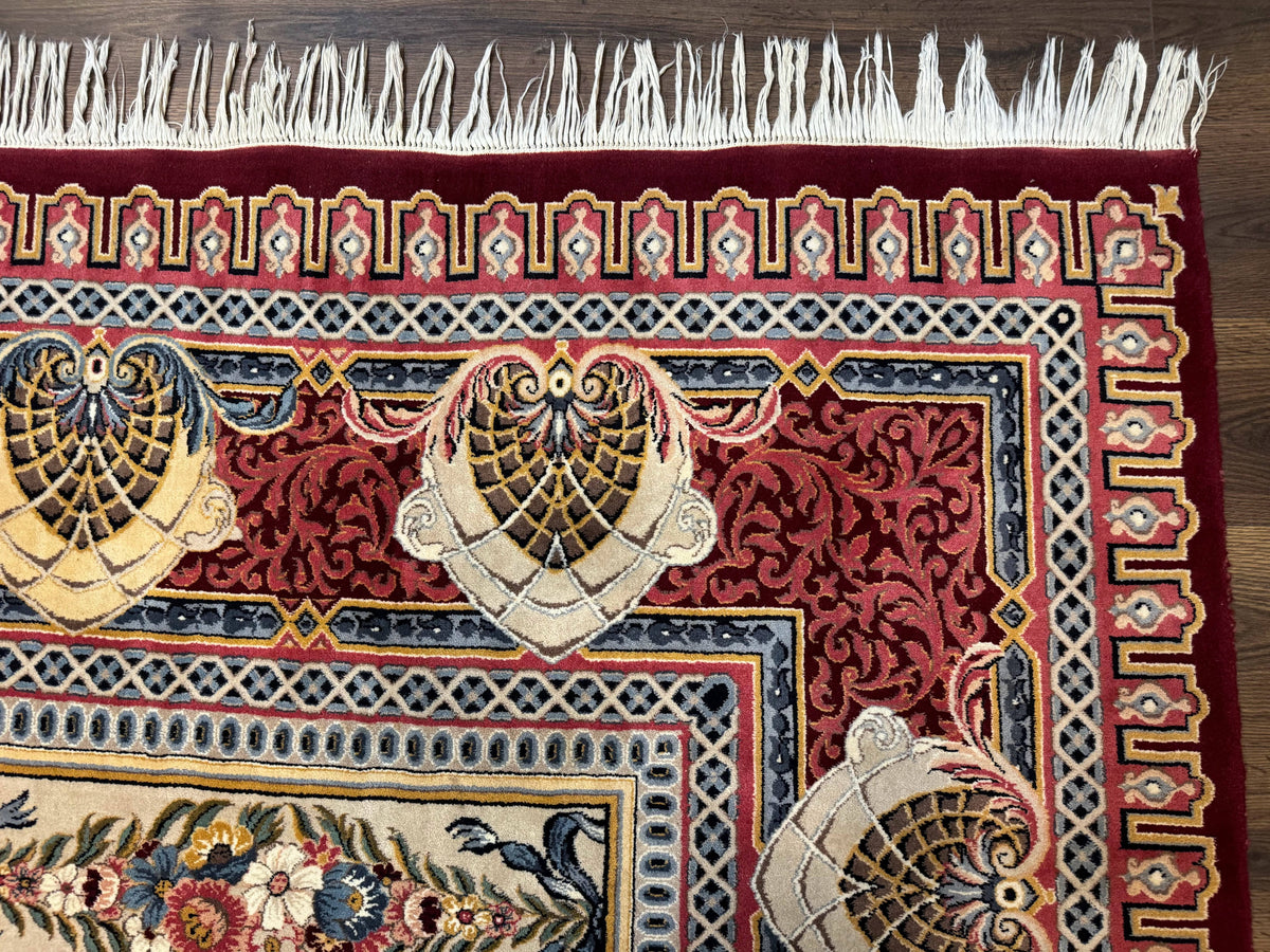 Wonderful Aubusson Rug 10x14, Red Maroon, Elegant, Fine 200 KPSI - Jewel Rugs, view 7