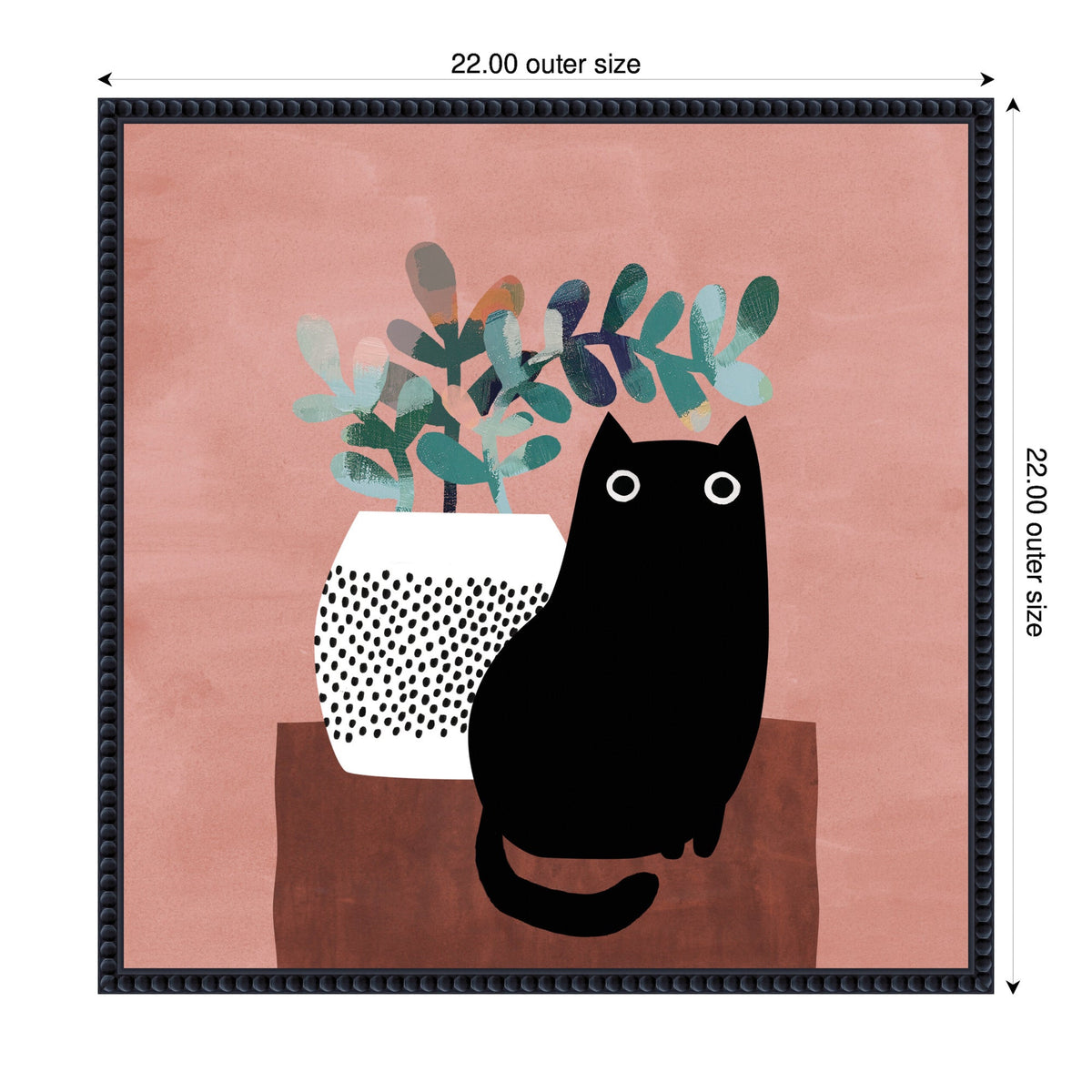 AR Black Cat No. 17 by Planet Cat Framed Canvas Wall Art Print