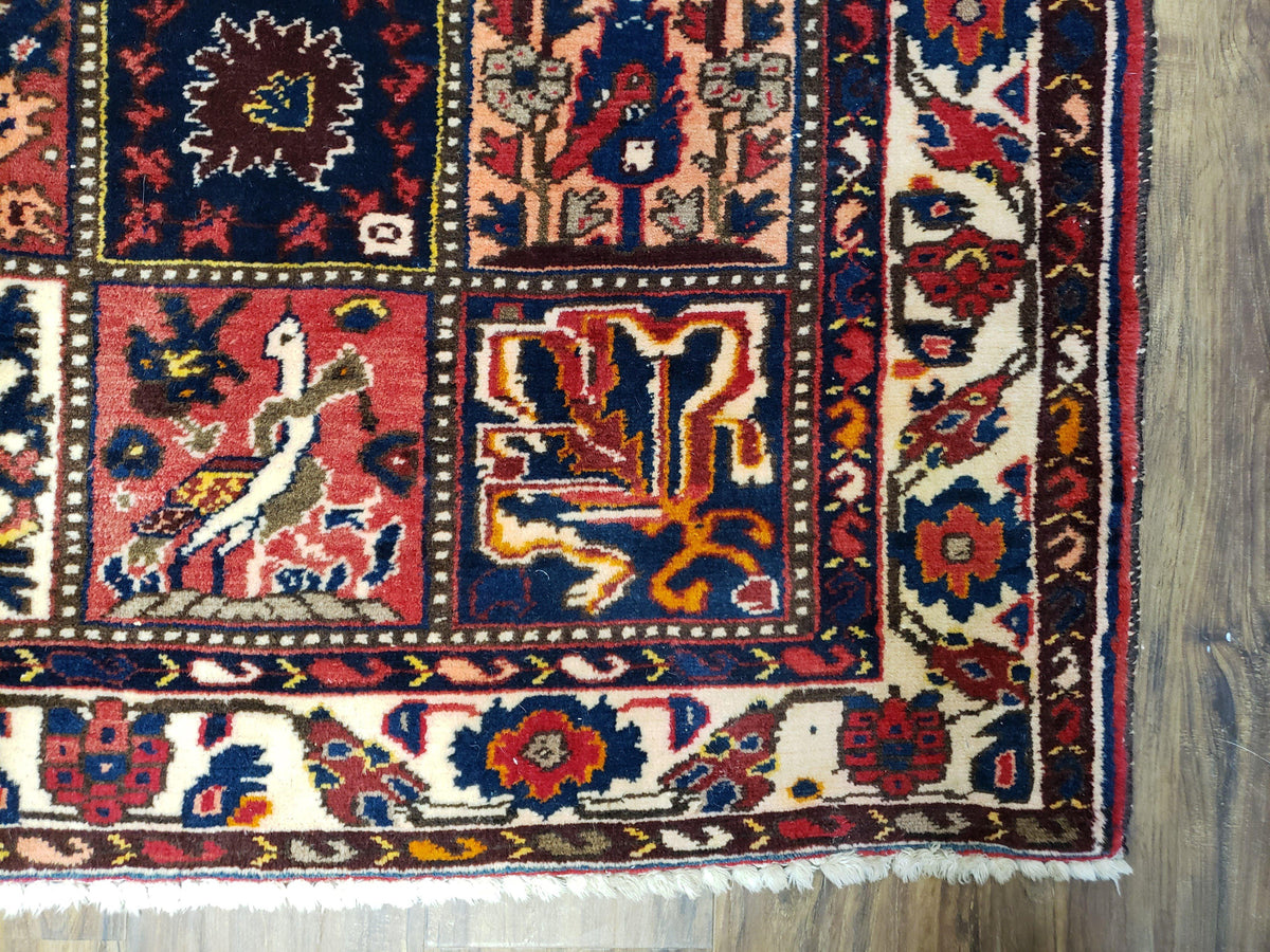 Antique Persian Bakhtiari Rug circa 1920s, Kheshti Panel Design, Wool, Hand-Knotted, 5'3" x 10' - Jewel Rugs, view 10