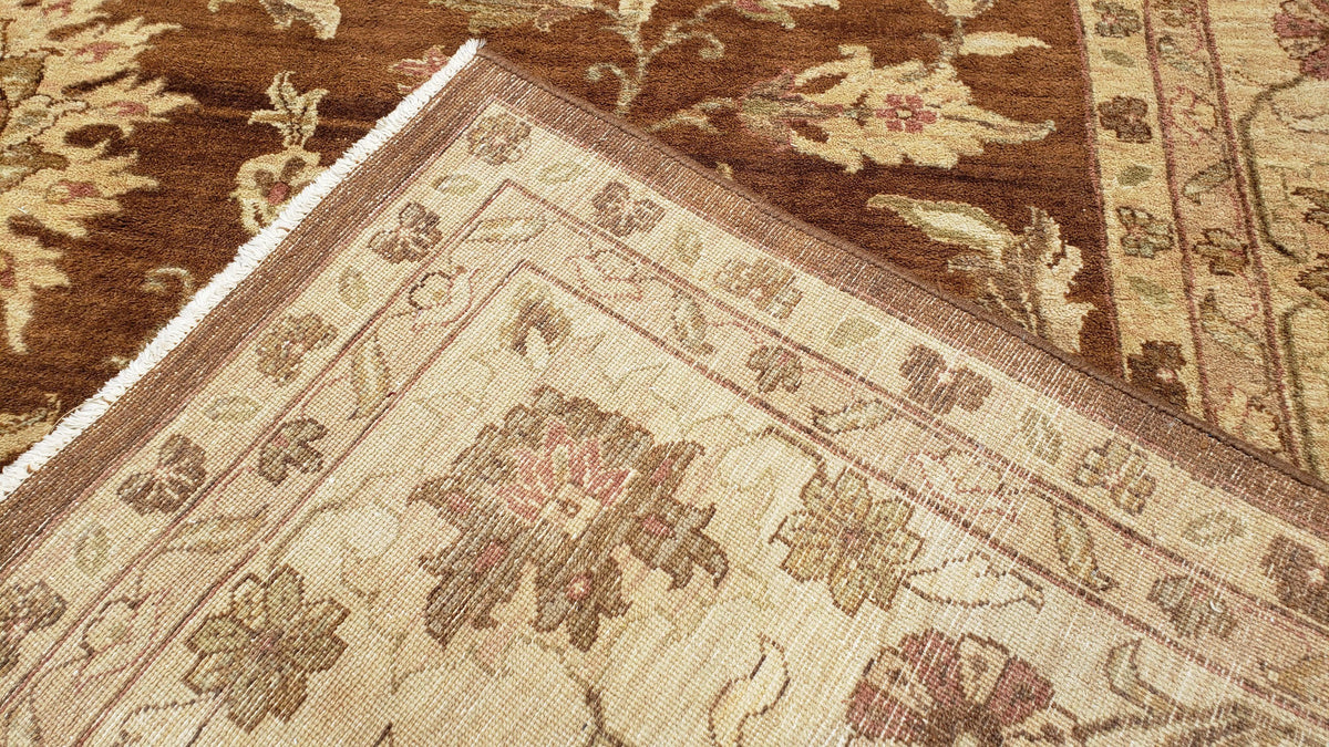 Indo Persian Rug 10x14, Mahal Sultanabad Oriental Carpet, Burnt Orange & Beige, Handmade Wool Area Rug - Jewel Rugs, view 11