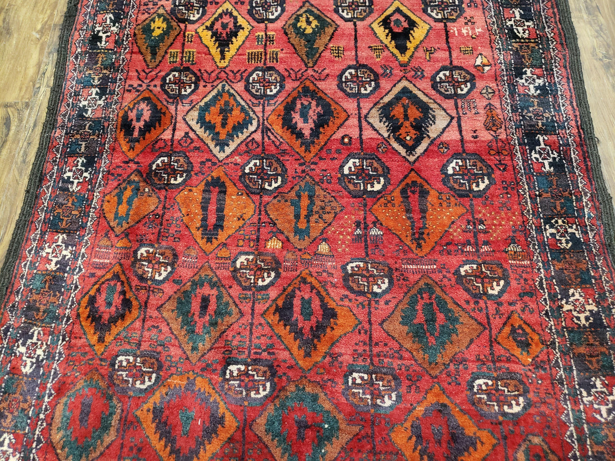 4 x 8 Handmade Baluch Afghan Turkoman Tribal Wool Rug Organic Dyes 8x4 Carpet - Jewel Rugs, view 6