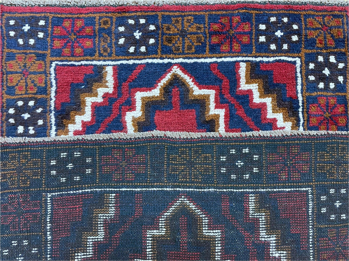 3 X 5 Vintage Handmade Tribal Wool Rug Balouchi Rug Afghan Rug Red Beige Nice - Jewel Rugs, view 11
