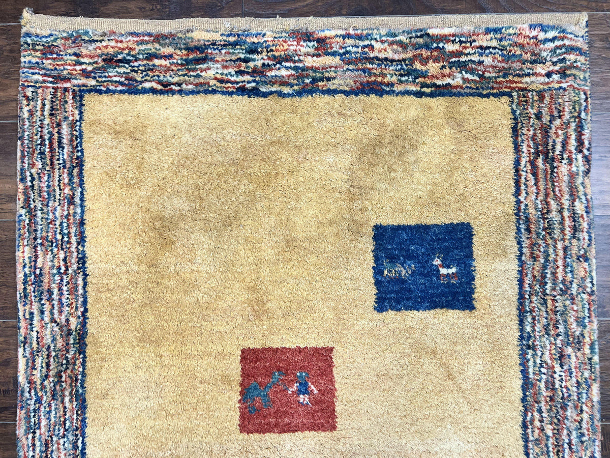 Indo Gabbeh Rug 3.7 x 5, Tribal Rug, Boho Rug, Wool Handmade Carpet - Jewel Rugs, view 4