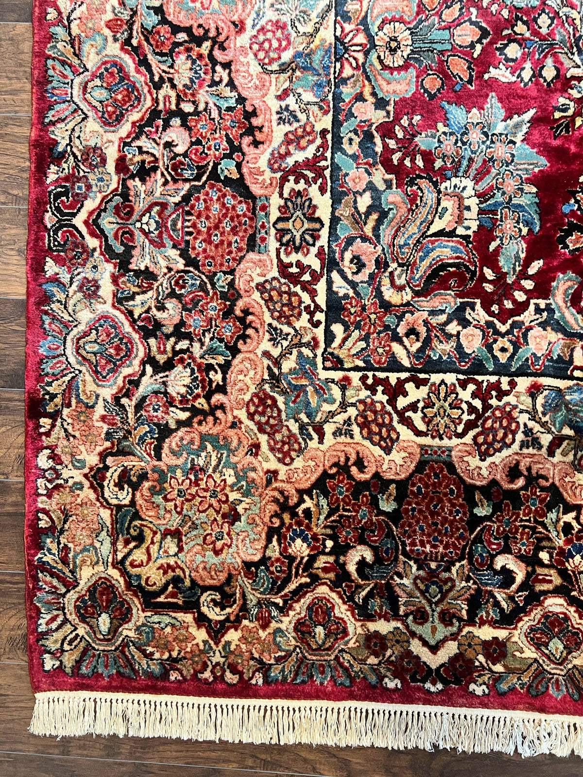 Persian Sarouk Rug 12x17, Wool Hand Knotted Antique Carpet, Dark Red, Traditional Floral Oriental Rug, 12 x 17 Extra Large Handmade Rug - Jewel Rugs, view 8