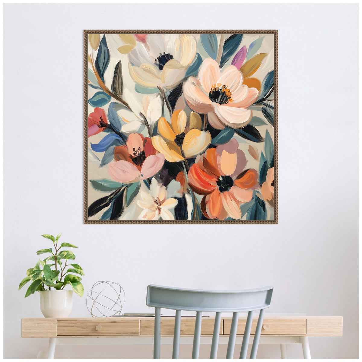 Sylvie Garden Bloom Abstract Bouquet II Framed Canvas by The Creative Bunch Studio