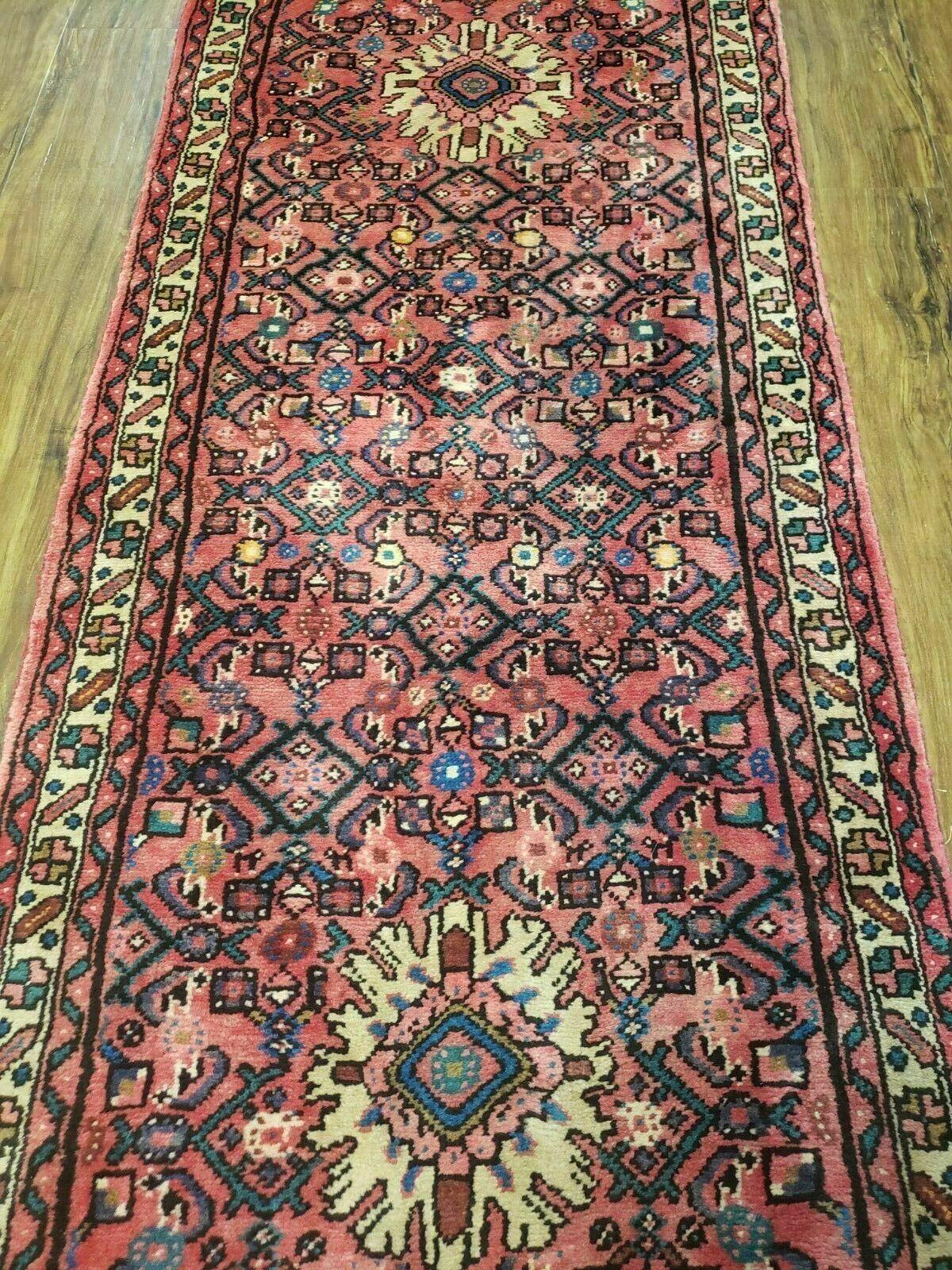 Persian Hamadan Runner Rug 2.8 x 14, Red, Vintage Handmade Wool Runner Rug - Jewel Rugs, view 7