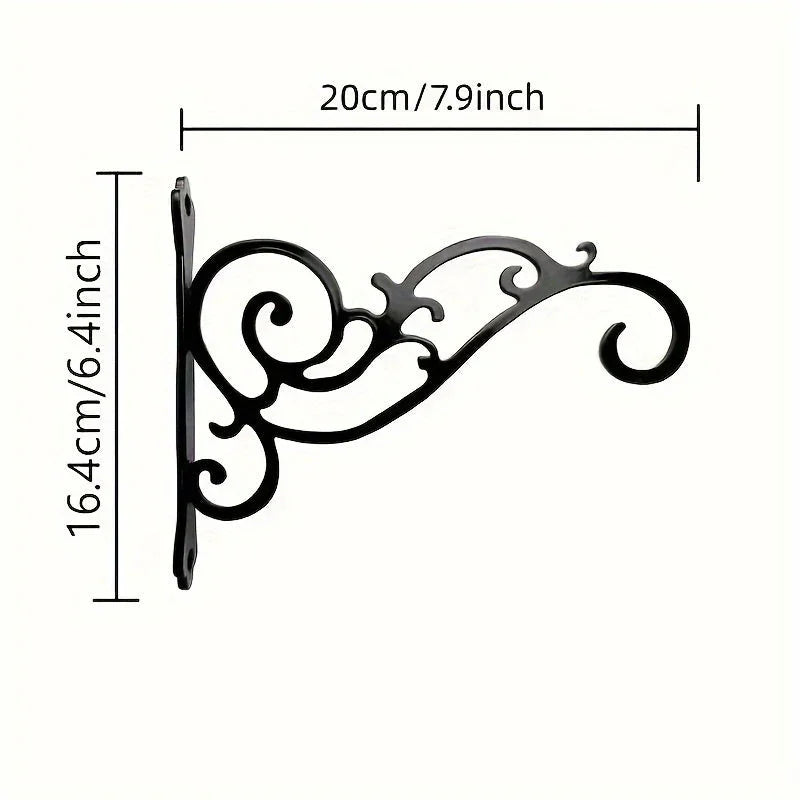 Decorative Black Metal Swirl Wall Hooks - Set of 2
