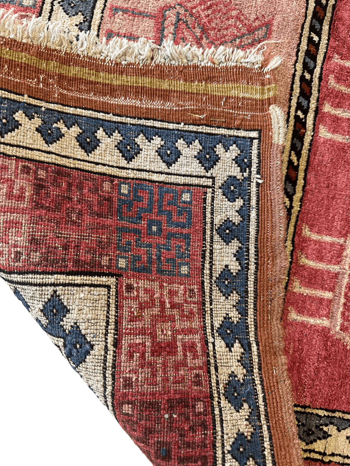 Vintage Afghan Turkmen Rug 4x6 | Pink, Rust & Brown | Hand-Knotted Wool & Silk - Rugistan, view 8