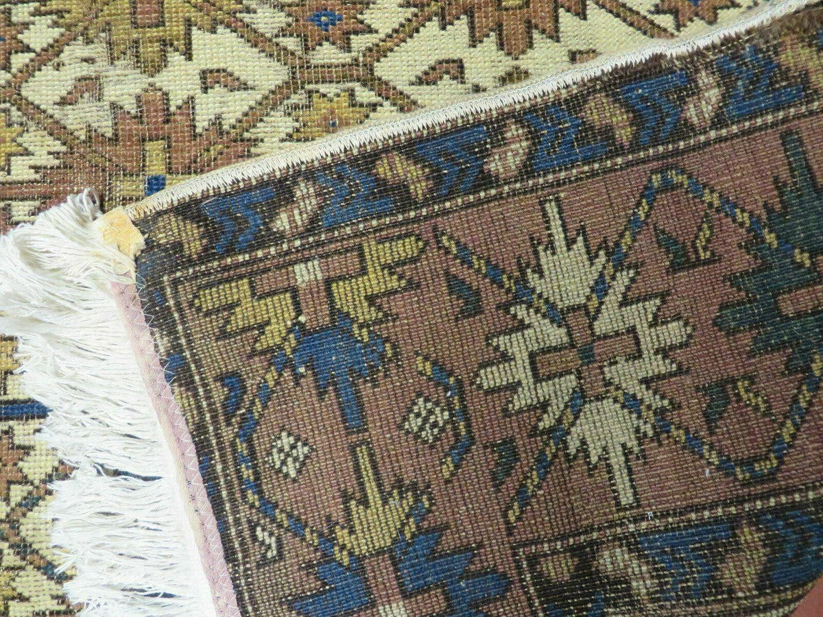 4' X 5' Antique Handmade Caucasian Kazak Shirvan Wool Rug Snow Flakes - Jewel Rugs, view 11