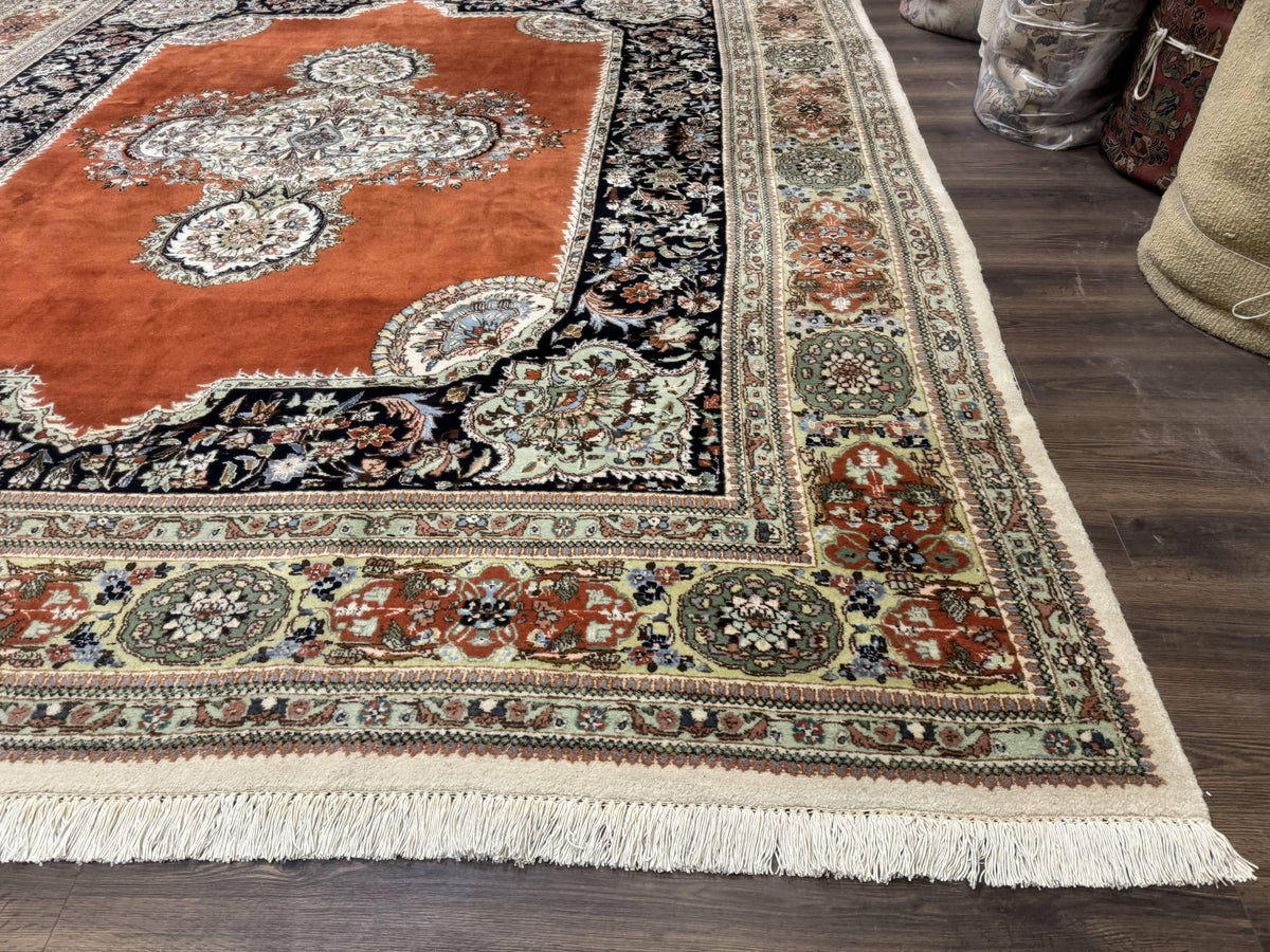 Persian Rug 11x13, Semi Open Field, Soft Wool Pile, Vintage Persian Carpet, Persian Tabriz Tabatabai - Jewel Rugs, view 9