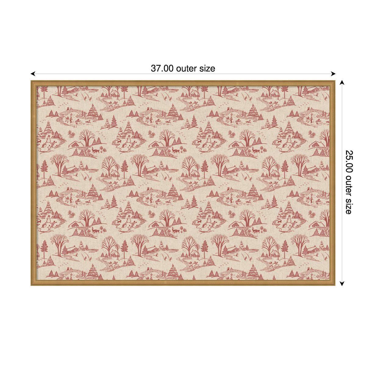 Kate and Laurel Framed Fabric Pinboard Wonderland Red Toile