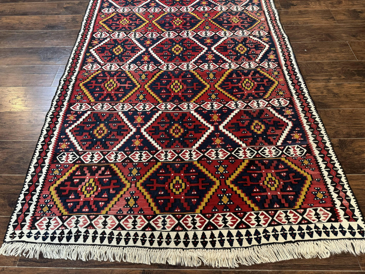 Caucasian Kilim Rug 5x7, Vintage Russian Flatweave Kilim Carpet, Tribal Bohemian Kilim Rug - Jewel Rugs, view 6