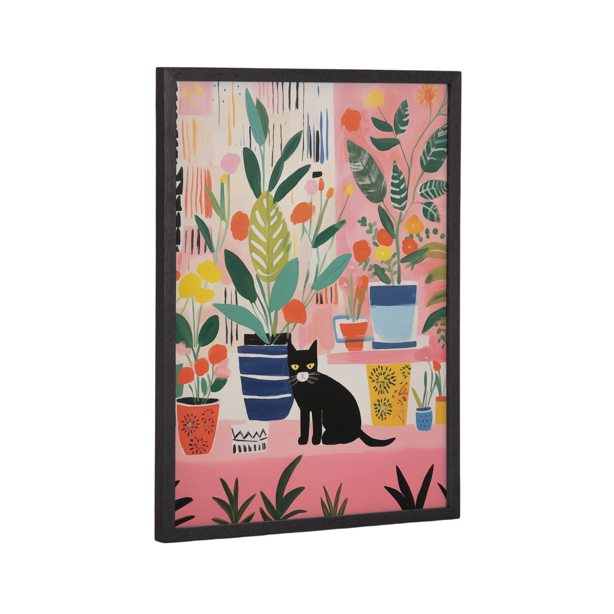 Gallery Whimsical Houseplants and a Black Kitty Cat Print by The Creative Bunch Studio