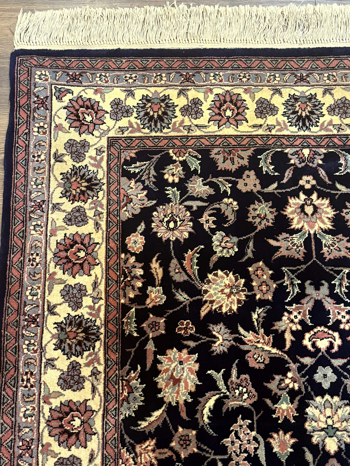 Sino Persian Rug 4x6, Navy Blue and Cream, Floral Allover Oriental Carpet - Jewel Rugs, view 7
