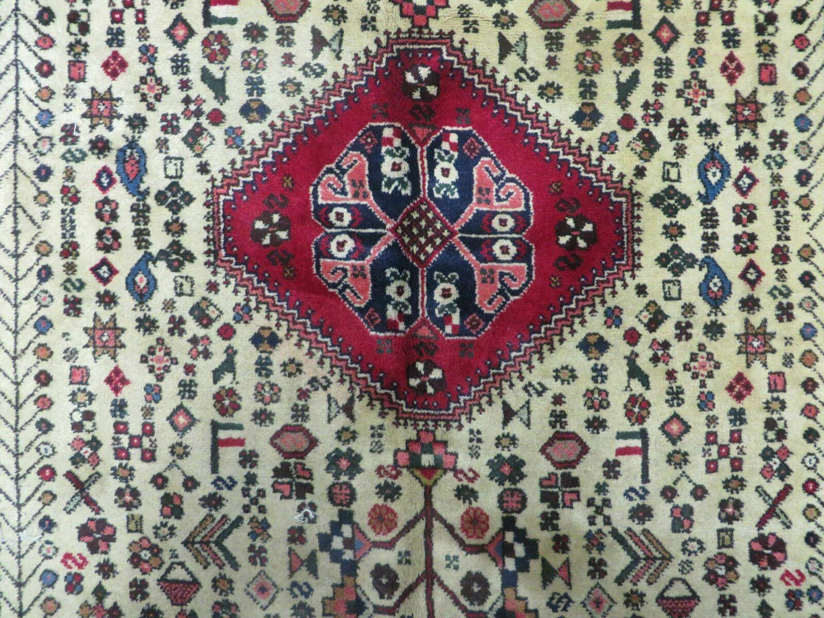 7' X 10' Vintage Handmade Indian Floral Wool Rug Hand Knotted Carpet Ivory Red - Jewel Rugs, view 13