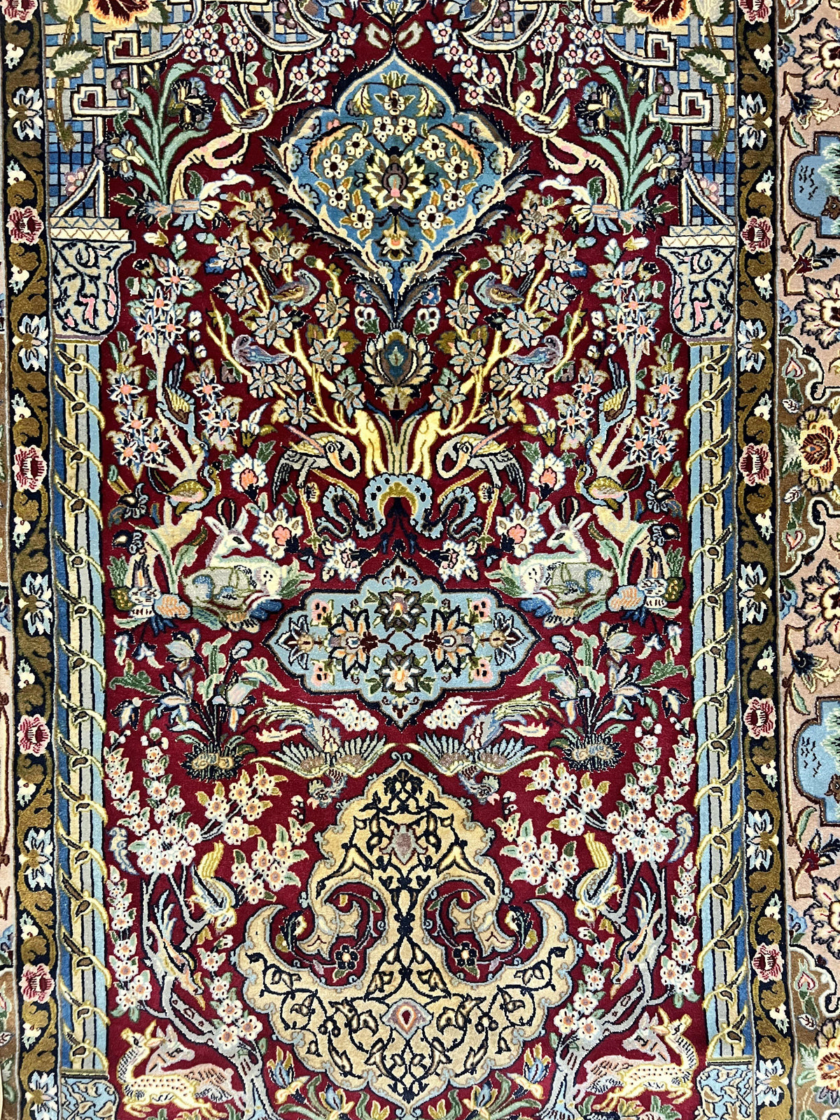 Marvelous Persian Isfahan Rug 3.7 x 5.6, Tree of Life and Animal Pictorials, Handmade Vintage Super Fine 600 KPSI, Kork Wool  Silk Highlights, Rare - Jewel Rugs, view 5