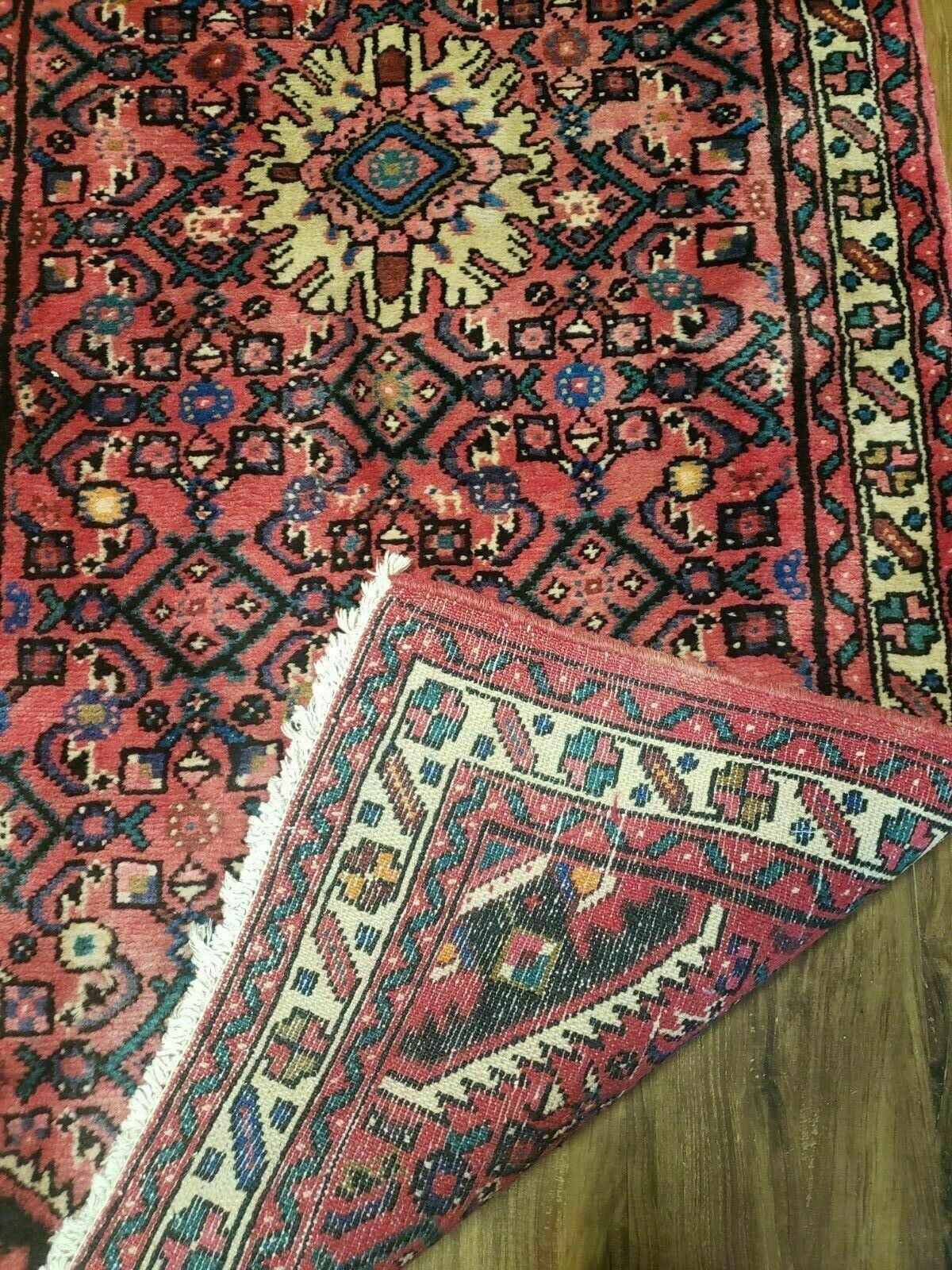 Persian Hamadan Runner Rug 2.8 x 14, Red, Vintage Handmade Wool Runner Rug - Jewel Rugs, view 10