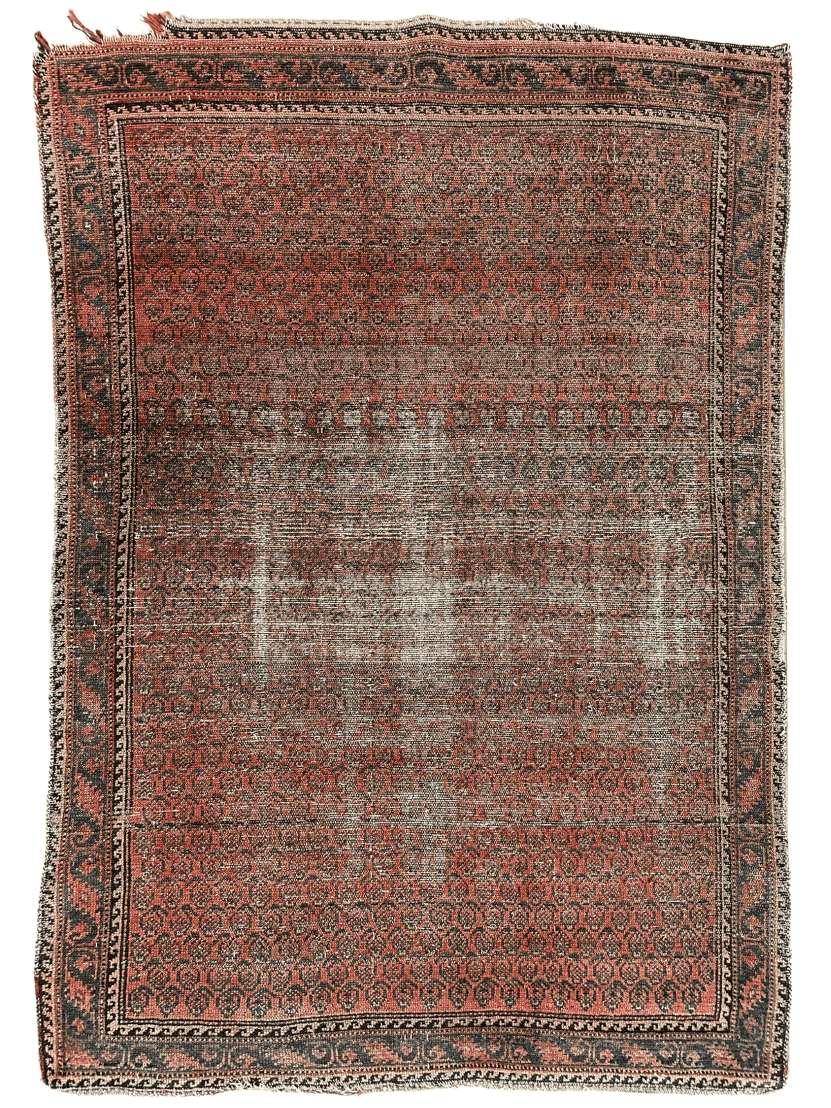 Antique Persian Rug 4x5 | Rust, Brown & Pink | Hand-Knotted Wool - Rugistan