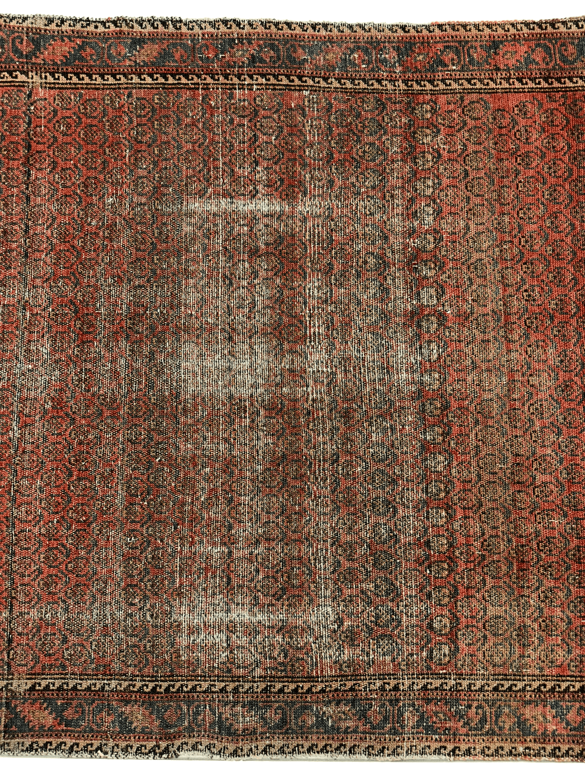 Antique Persian Rug 4x5 | Rust, Brown & Pink | Hand-Knotted Wool - Rugistan, view 4