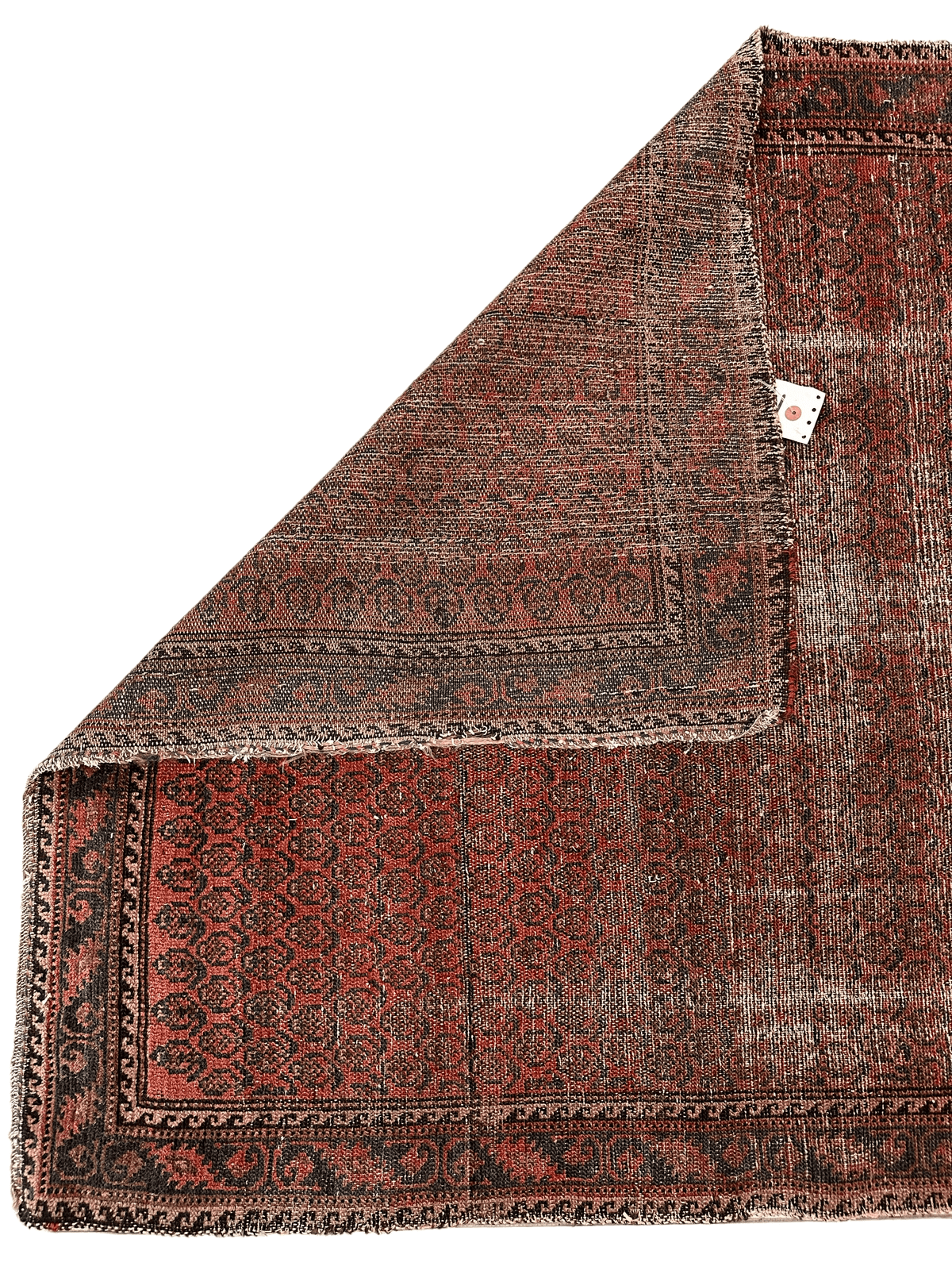 Antique Persian Rug 4x5 | Rust, Brown & Pink | Hand-Knotted Wool - Rugistan, view 6