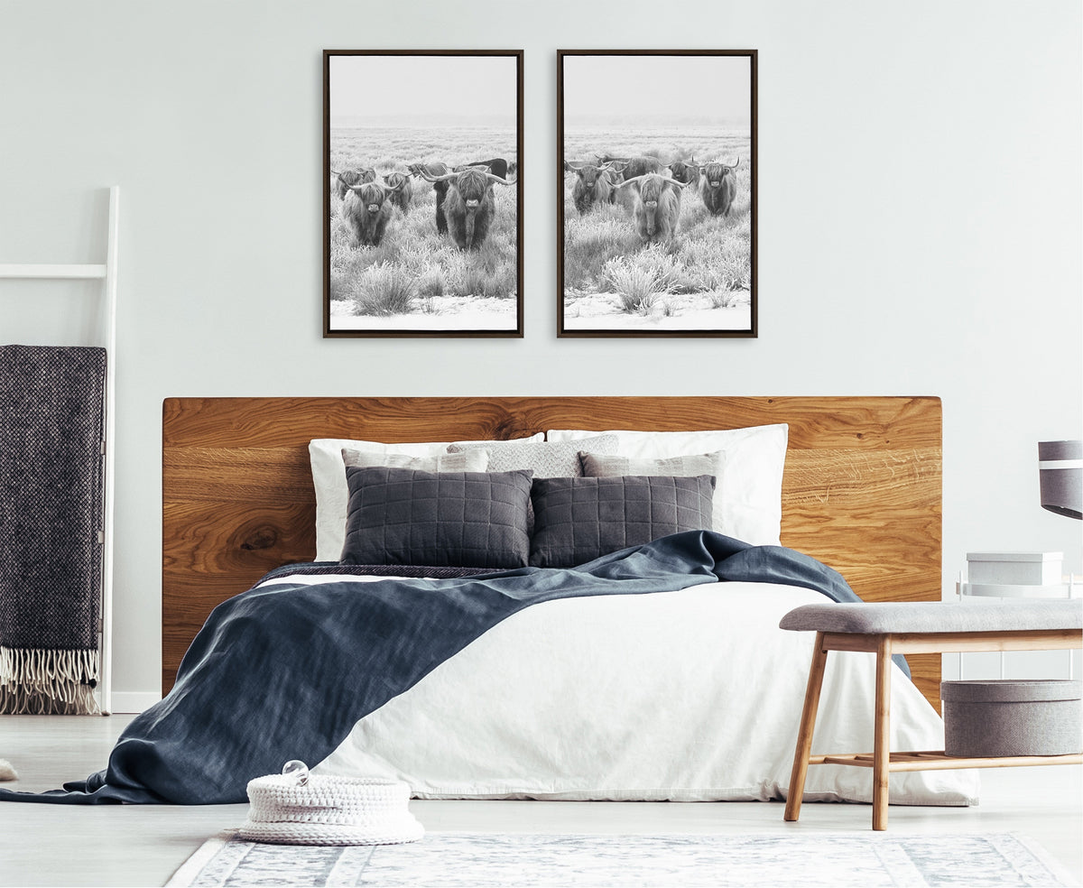 Sylvie Herd of Highland Cows Framed Canvas by The Creative Bunch Studio