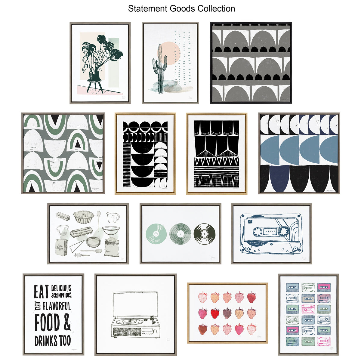Sylvie Colliding Shapes Framed Canvas by Statement Goods