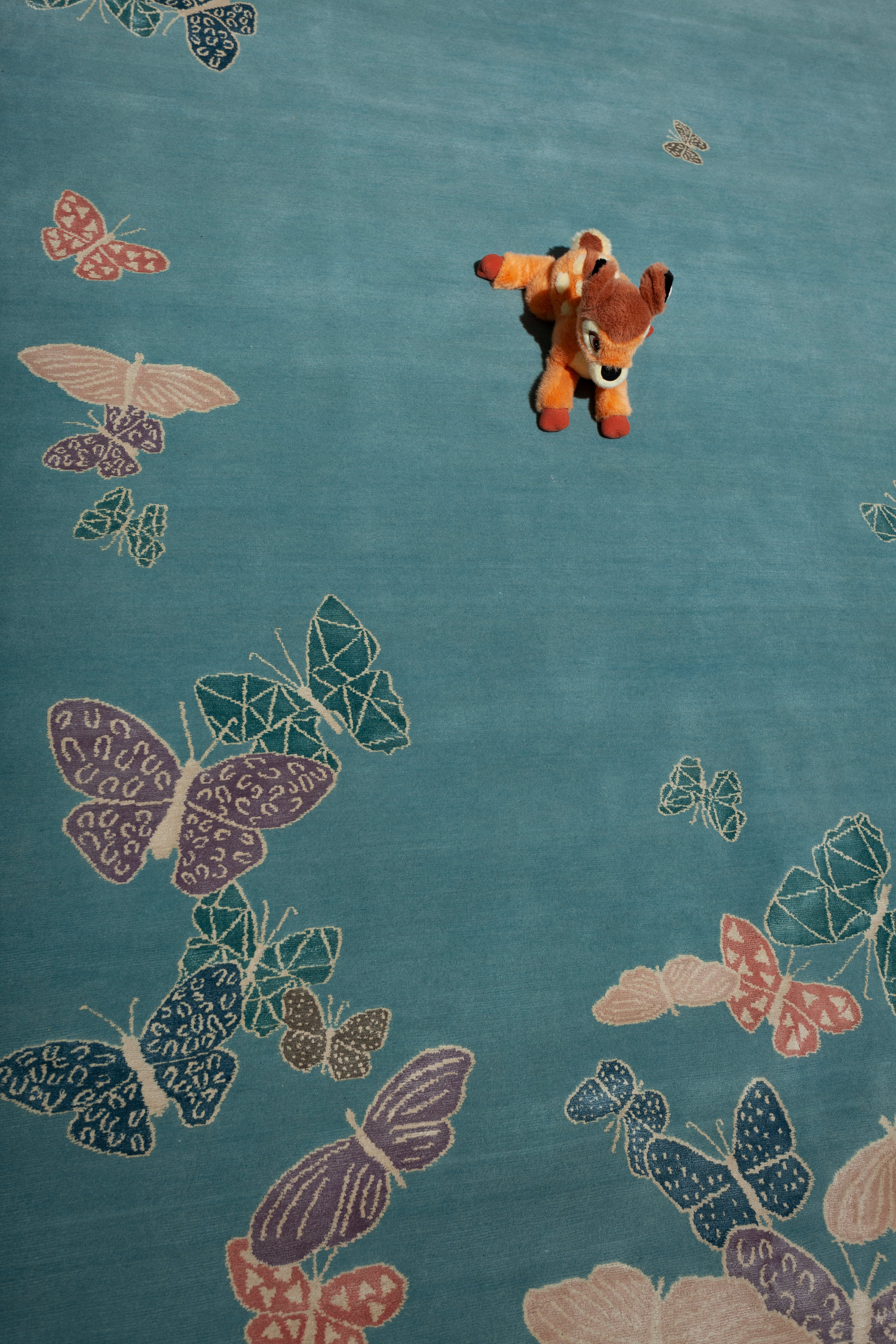 "Spirit in the Sky" - Aqua Butterfly Rug in Wool and Silk - image 4
