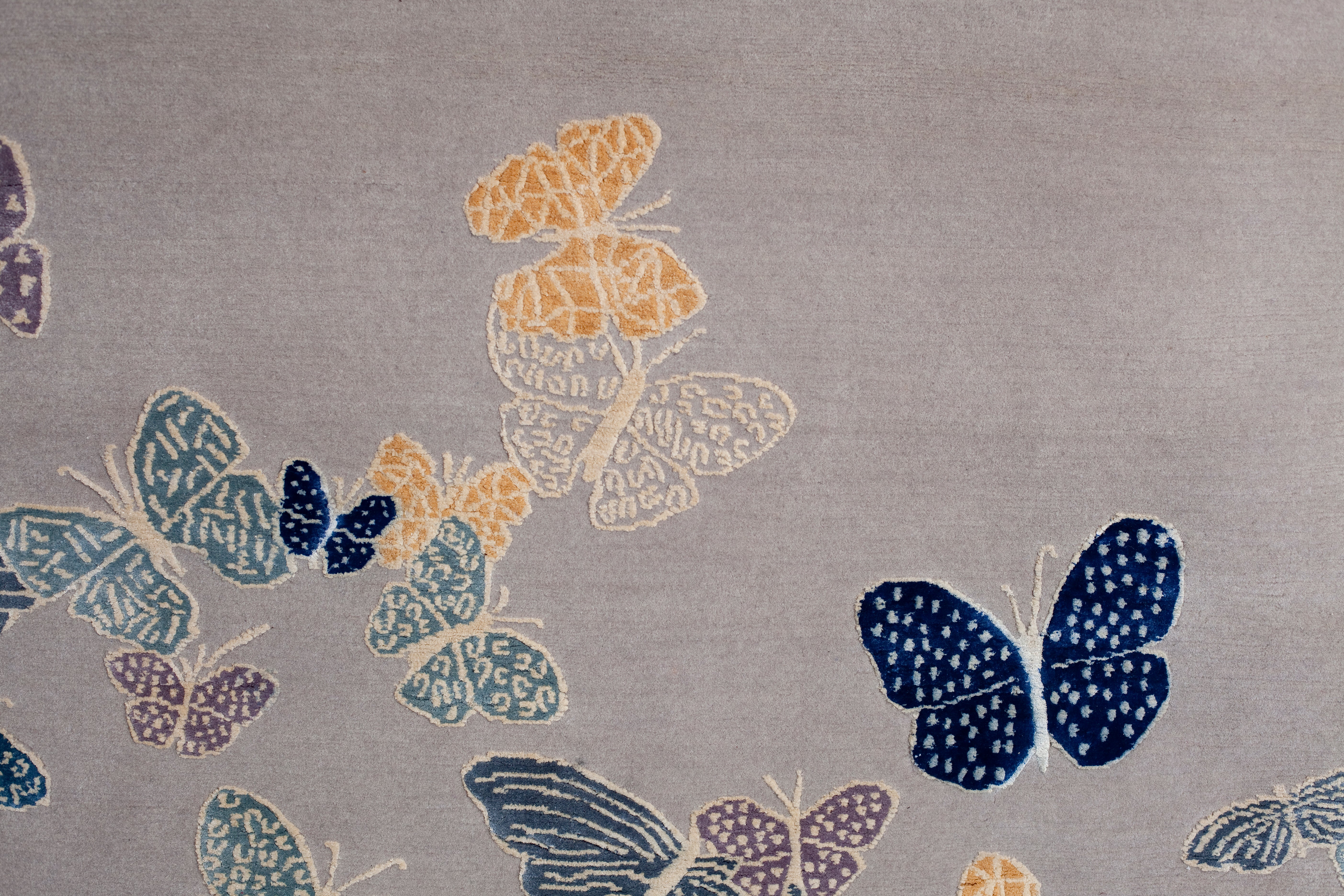 "Spirit in the Sky" - Beige Butterfly Rug in Wool and Silk - image 14