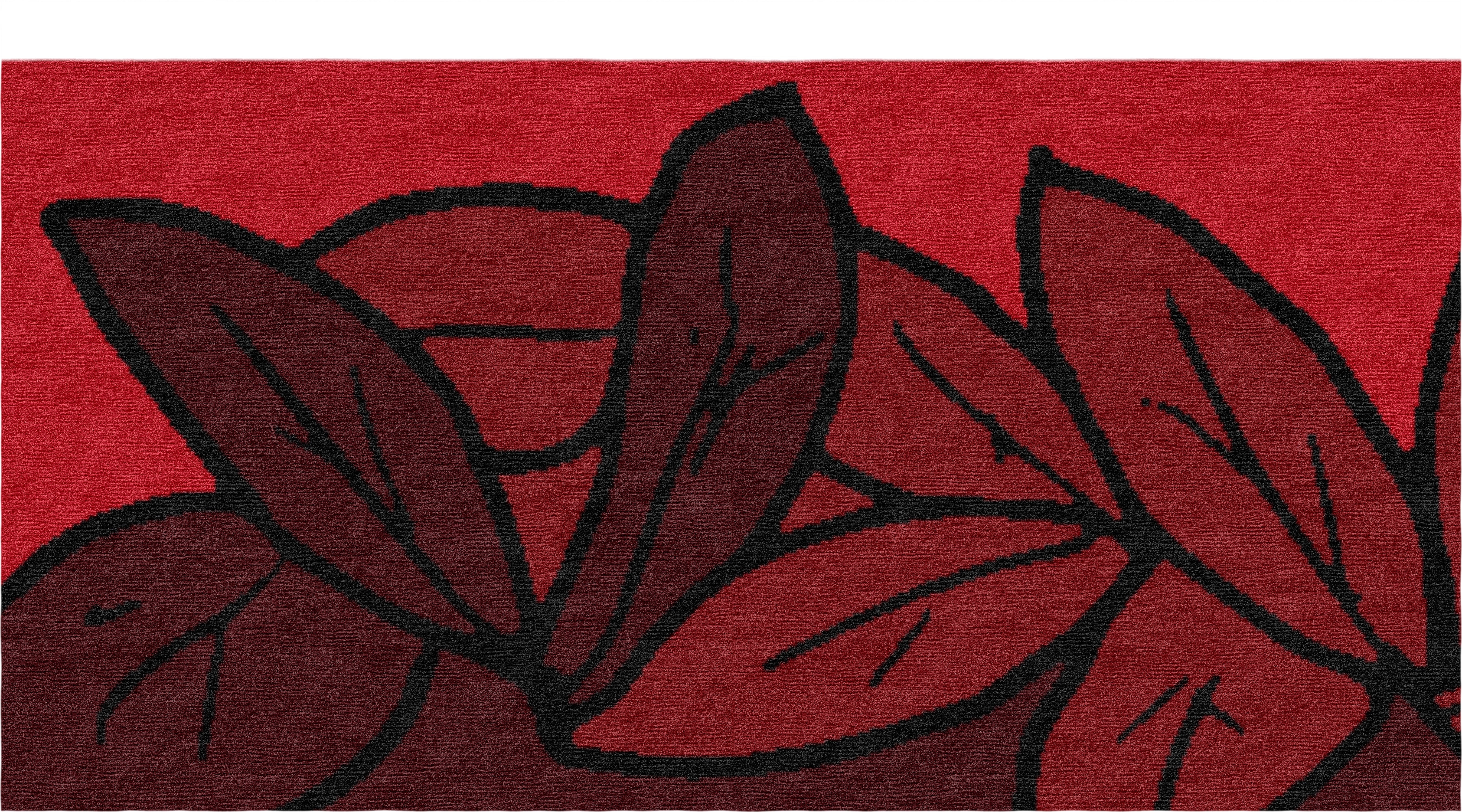 "The Turn" - Autumn Leaves L-Shaped Hand-Knotted Wool Runner