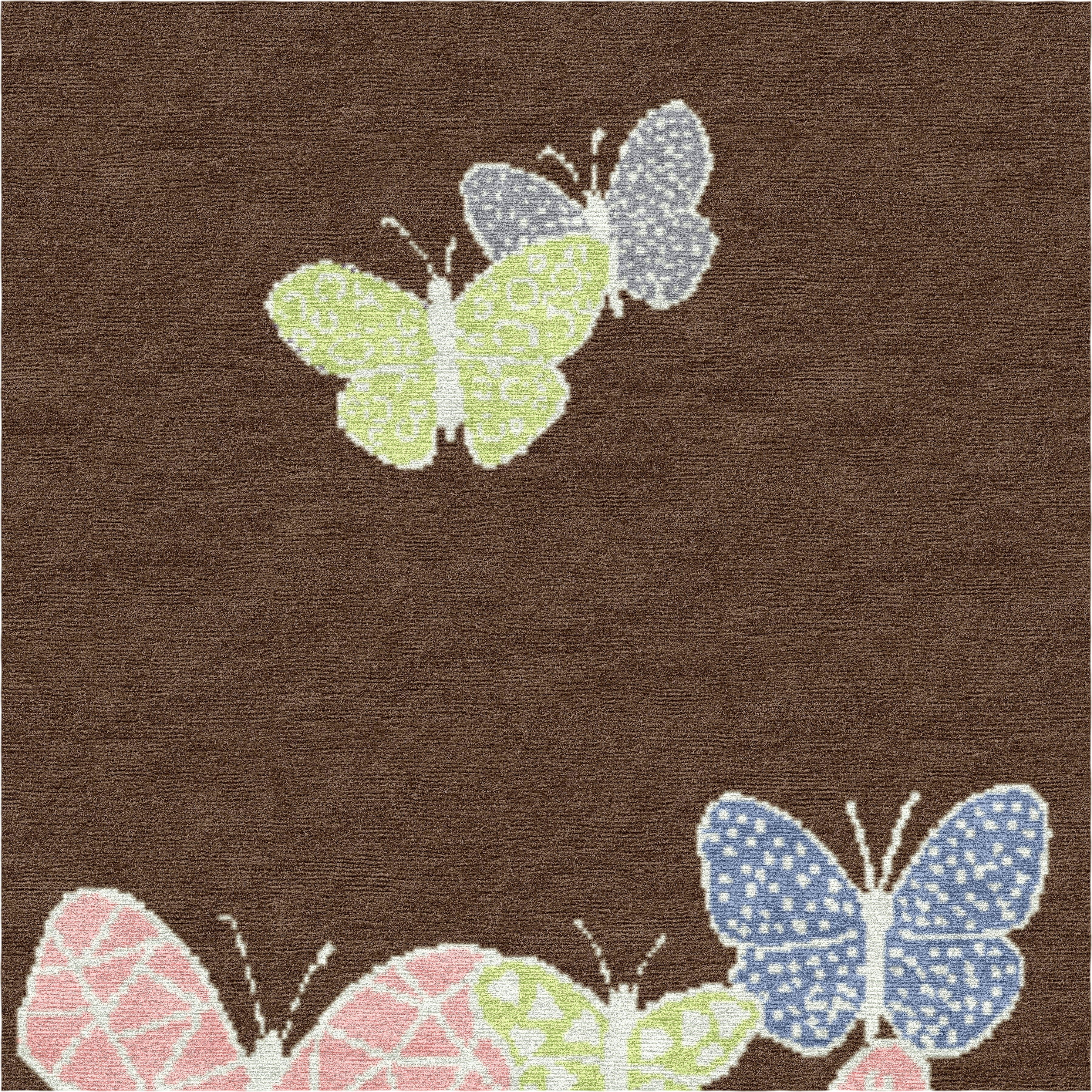 "Spirit in the Night Sky" - Dark Brown Round Butterfly Rug in - image 3