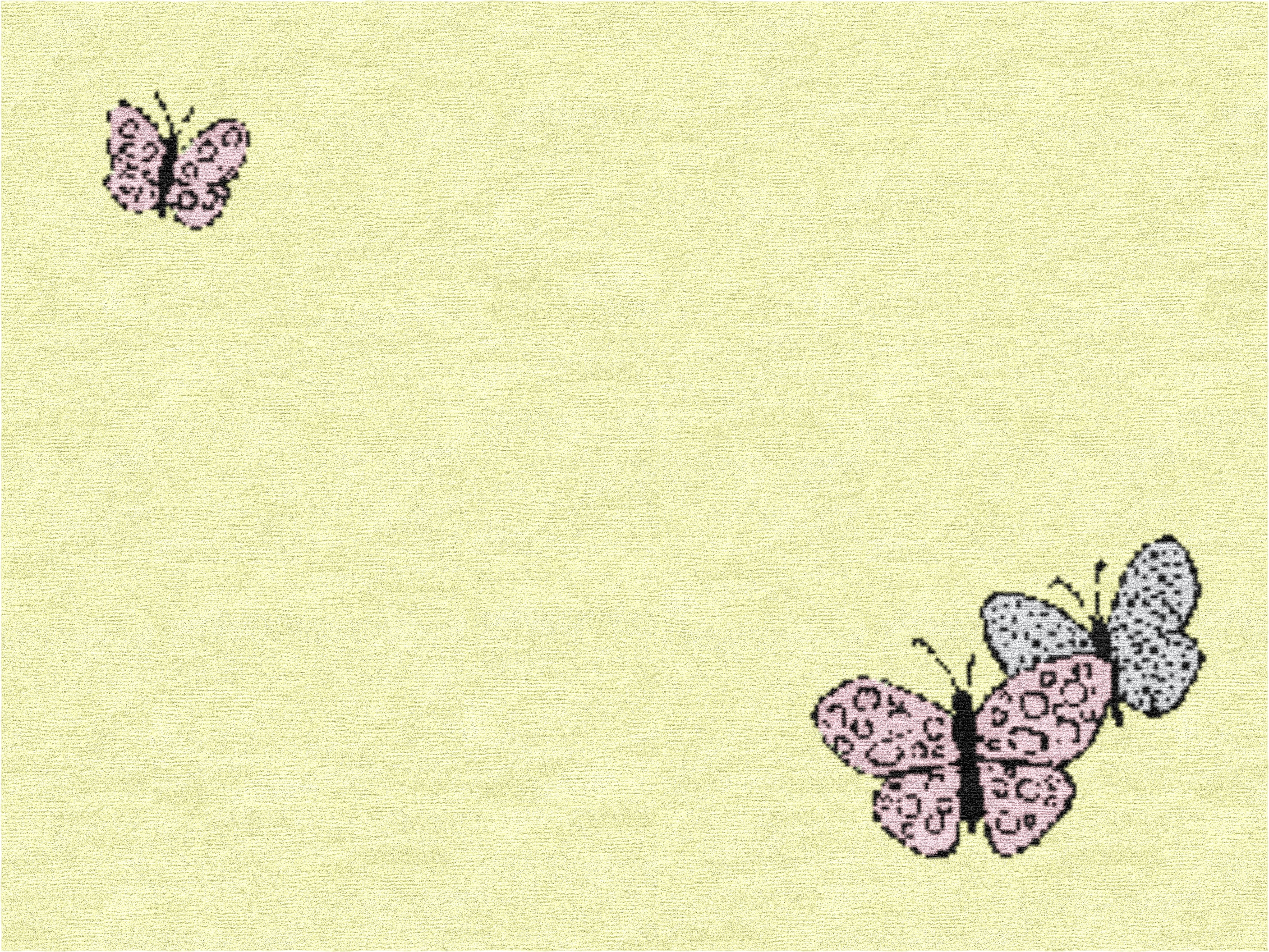 "Spirit in the Sky" - Butter Yellow Round Butterfly Rug in Wool - image 2