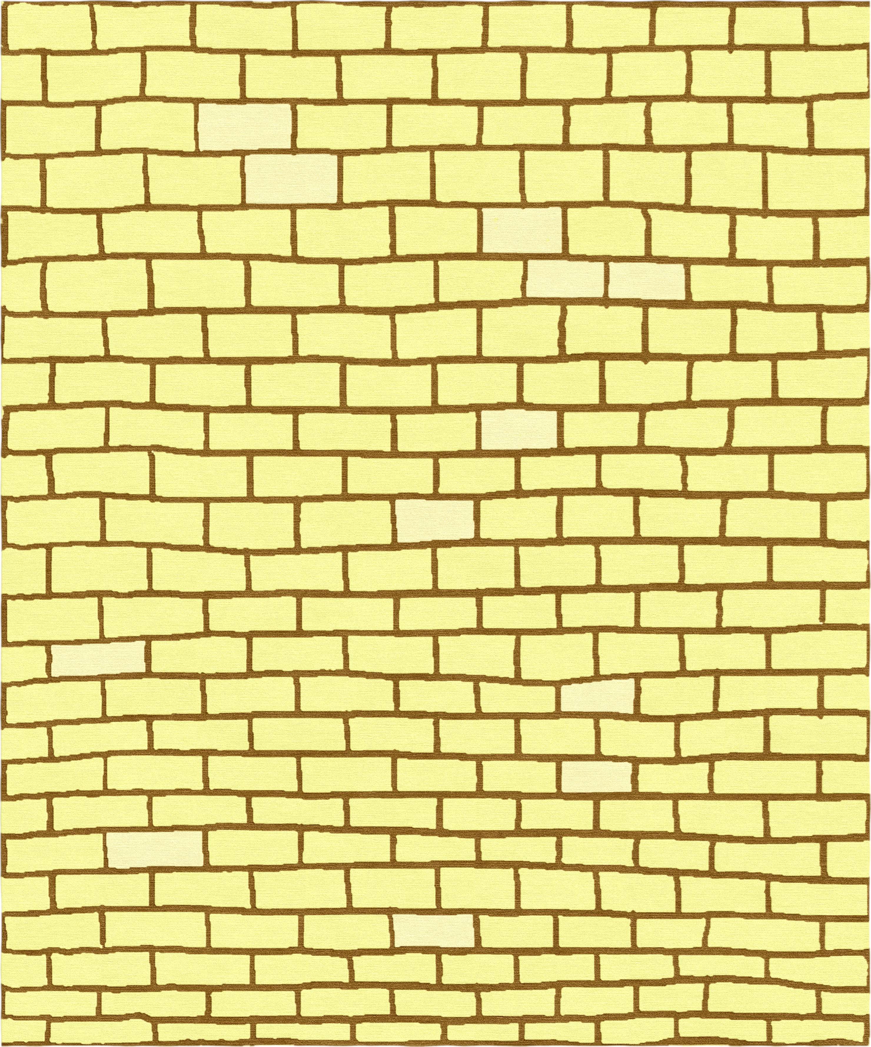 Brick Wall - Butter Yellow Handmade Nepalese Wool Rug, Secret