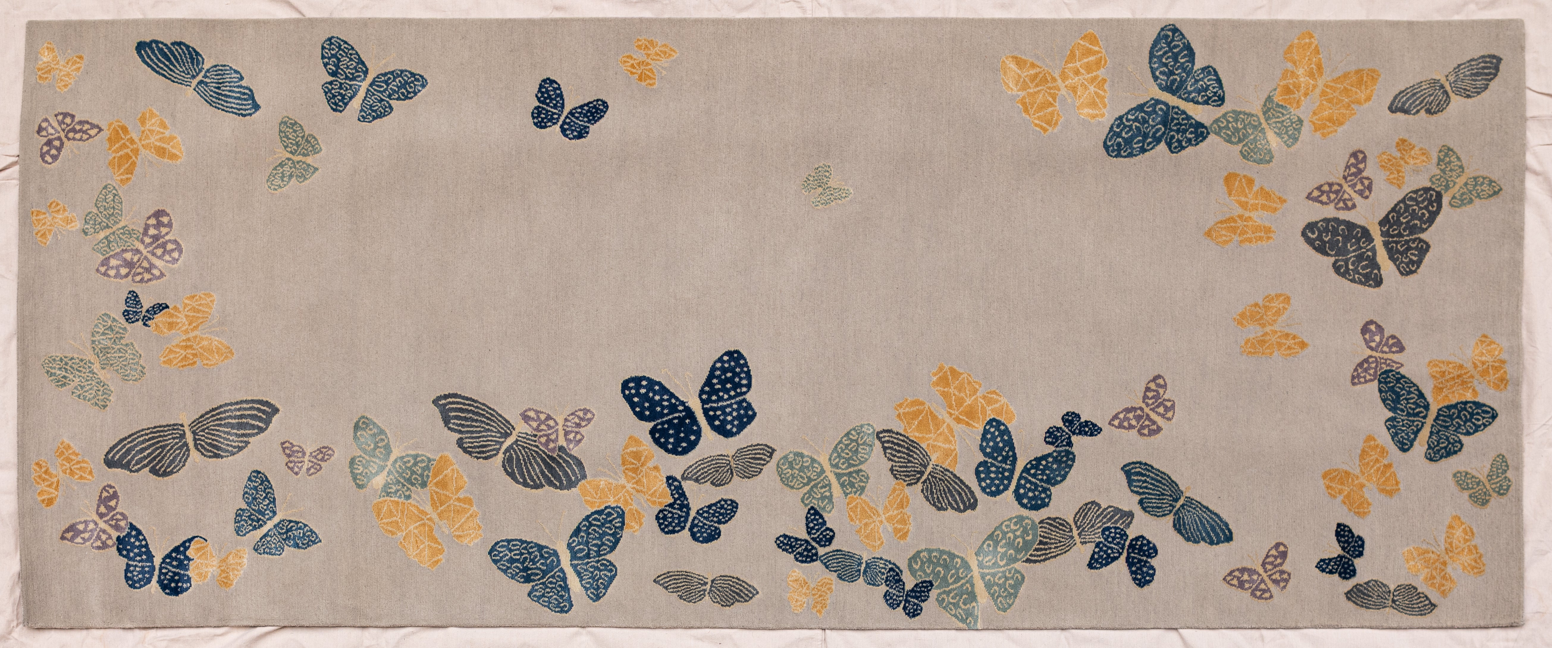 "Spirit in the Sky" - Beige Large Butterfly Rug in Wool and - image 7
