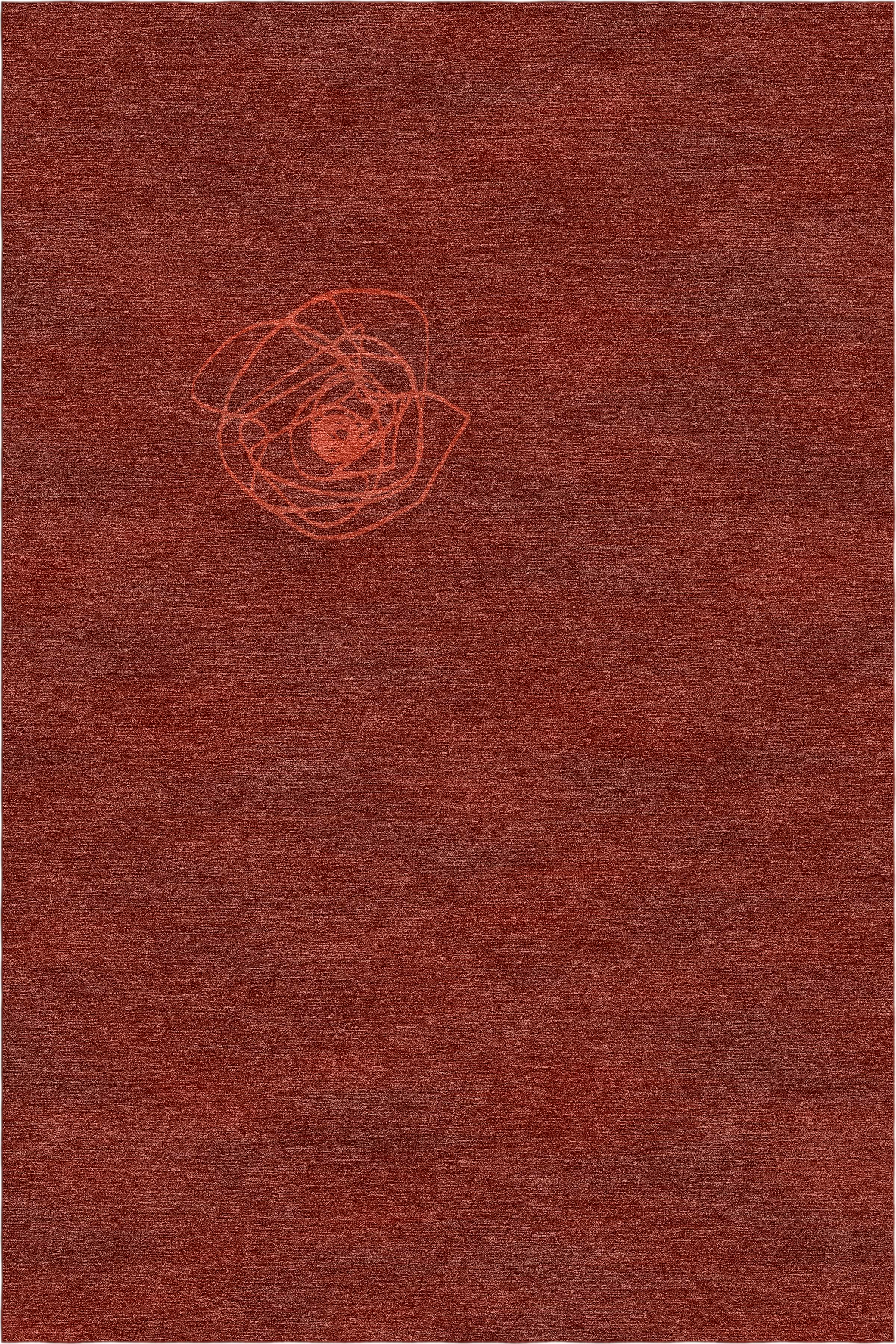 "La Rosa" - Terracotta Handmade Wool Rug, La Rosa Collection - image 3