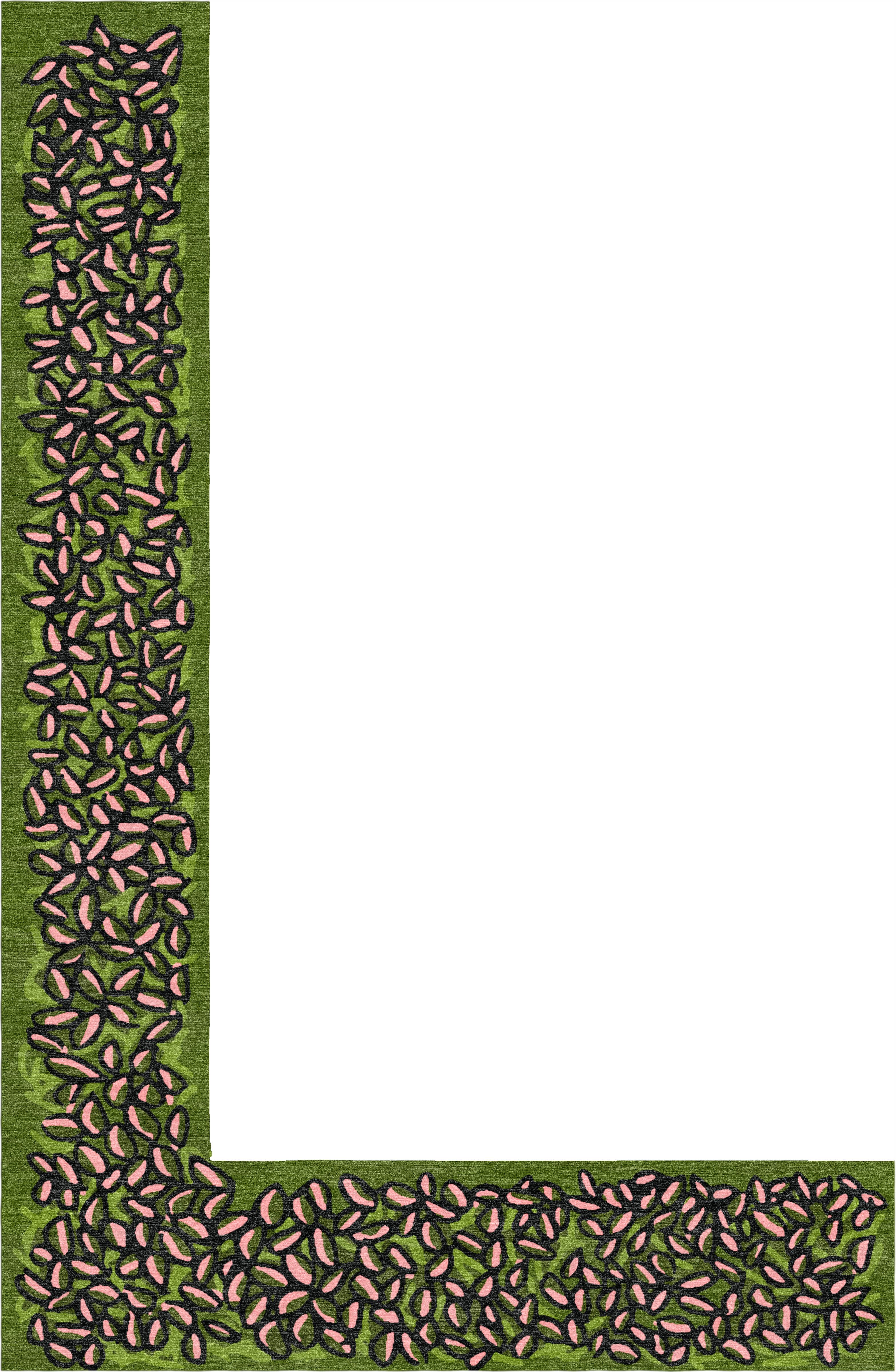 "The Turn" - Small Flowers L-Shaped Hand-Knotted Wool Runner - image 5