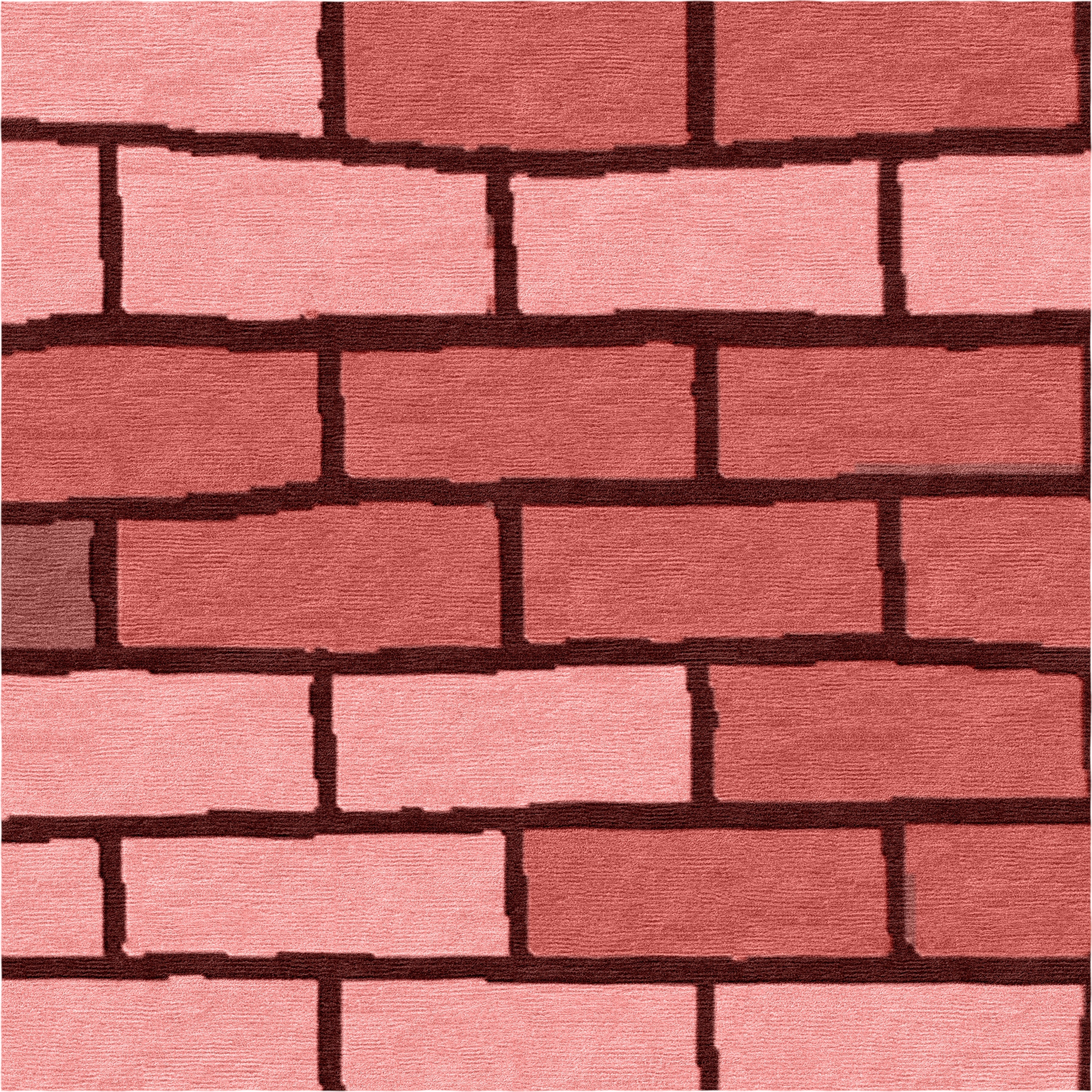 Brick Wall - Pink Handmade Nepalese Wool Rug, Secret Gardens