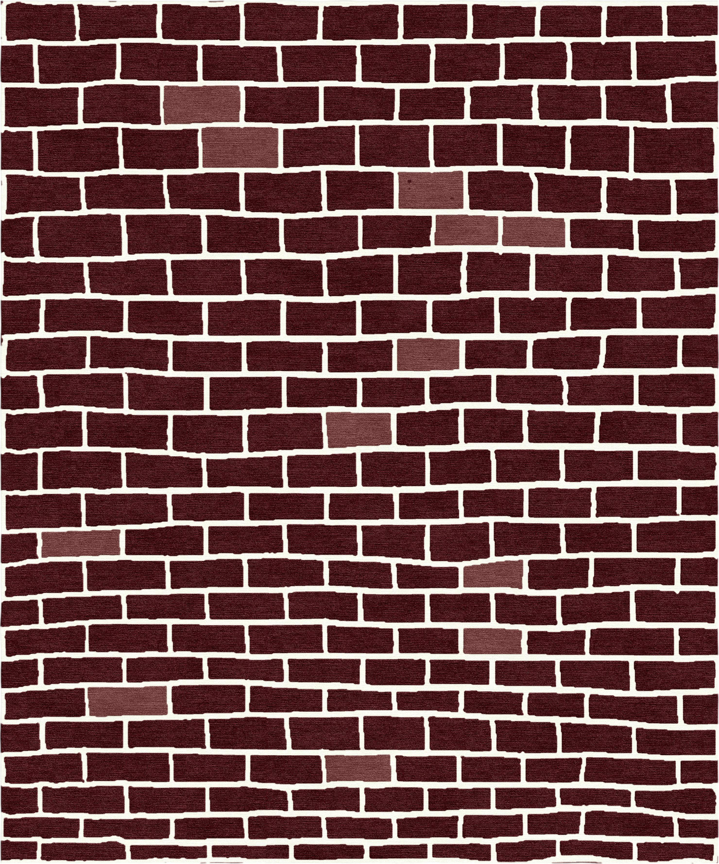 Brick Wall - Dark Red Handmade Nepalese Wool Rug, Secret Gardens - image 3
