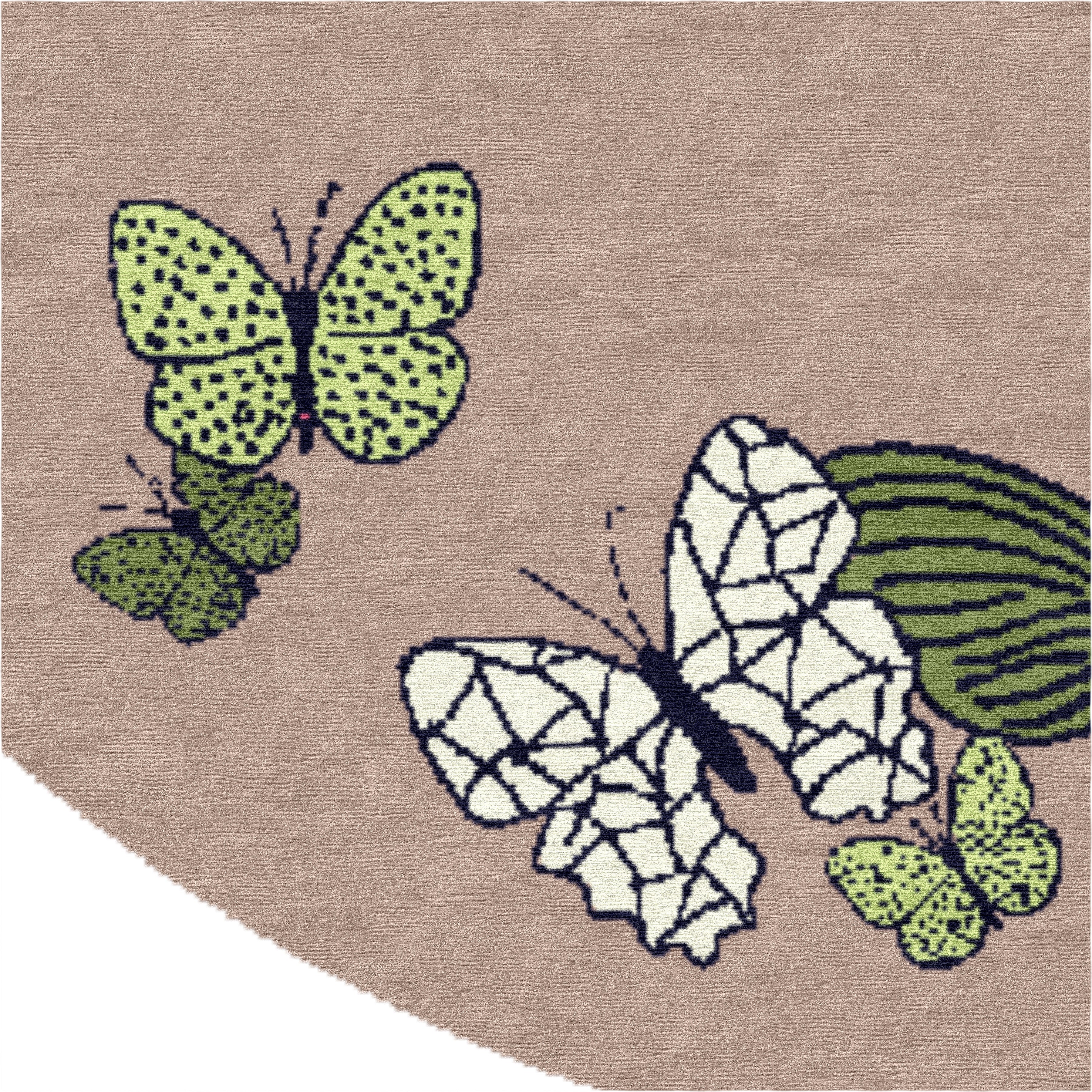 "Spirit in the Sky" - Beige Round Butterfly Rug in Wool and - image 4